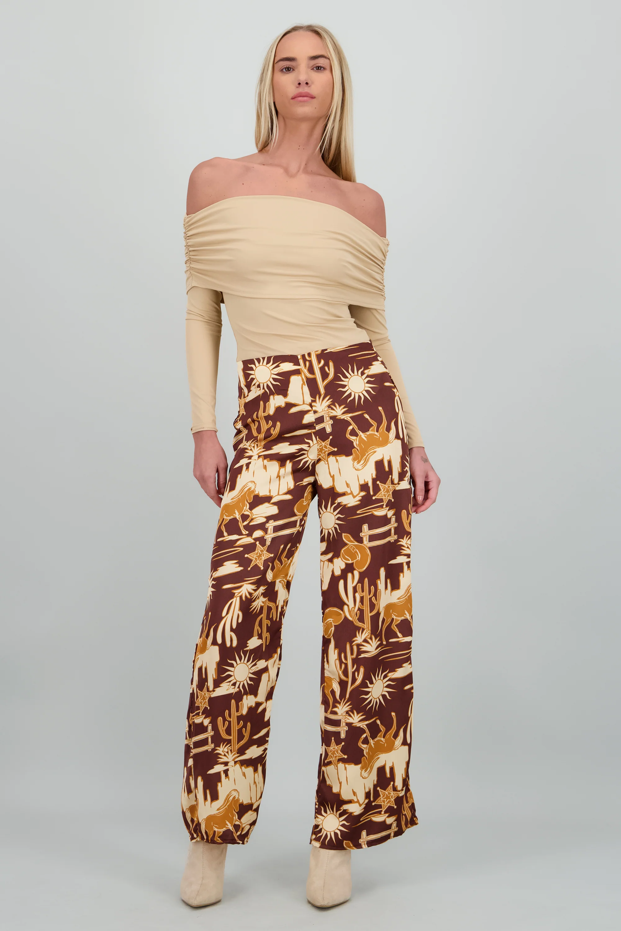 Pantalon recto cowboy print
