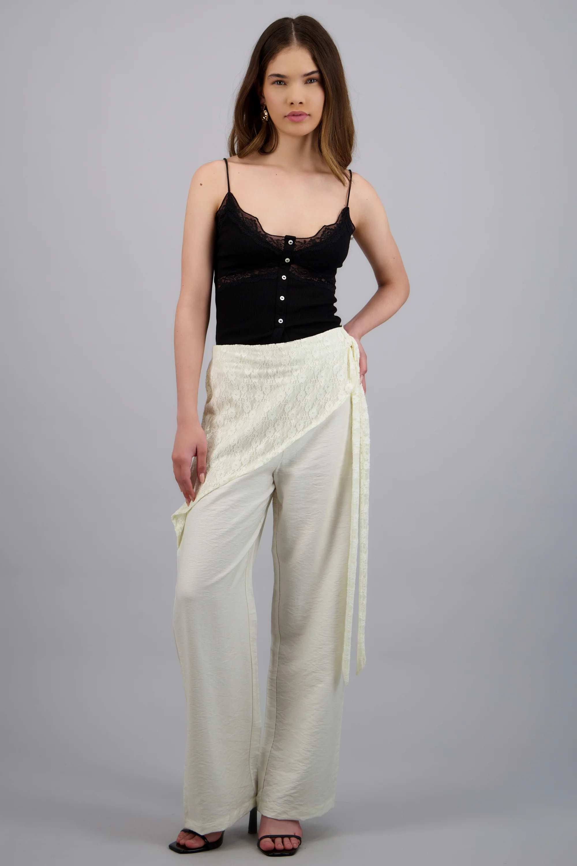 Pantalon recto detalle mascada encaje - Image 3