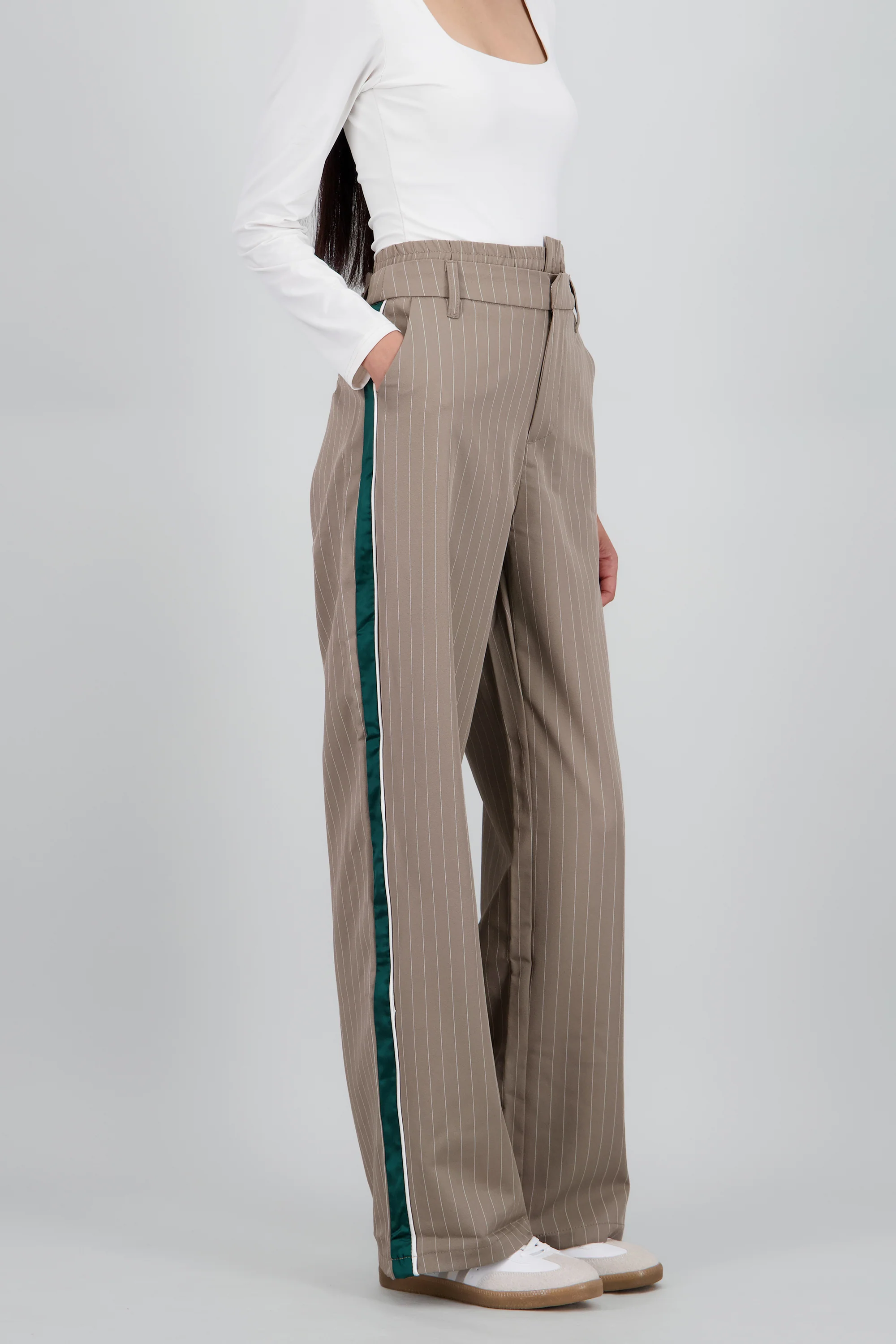 Pantalon recto doble pretina detalle raya - Image 3