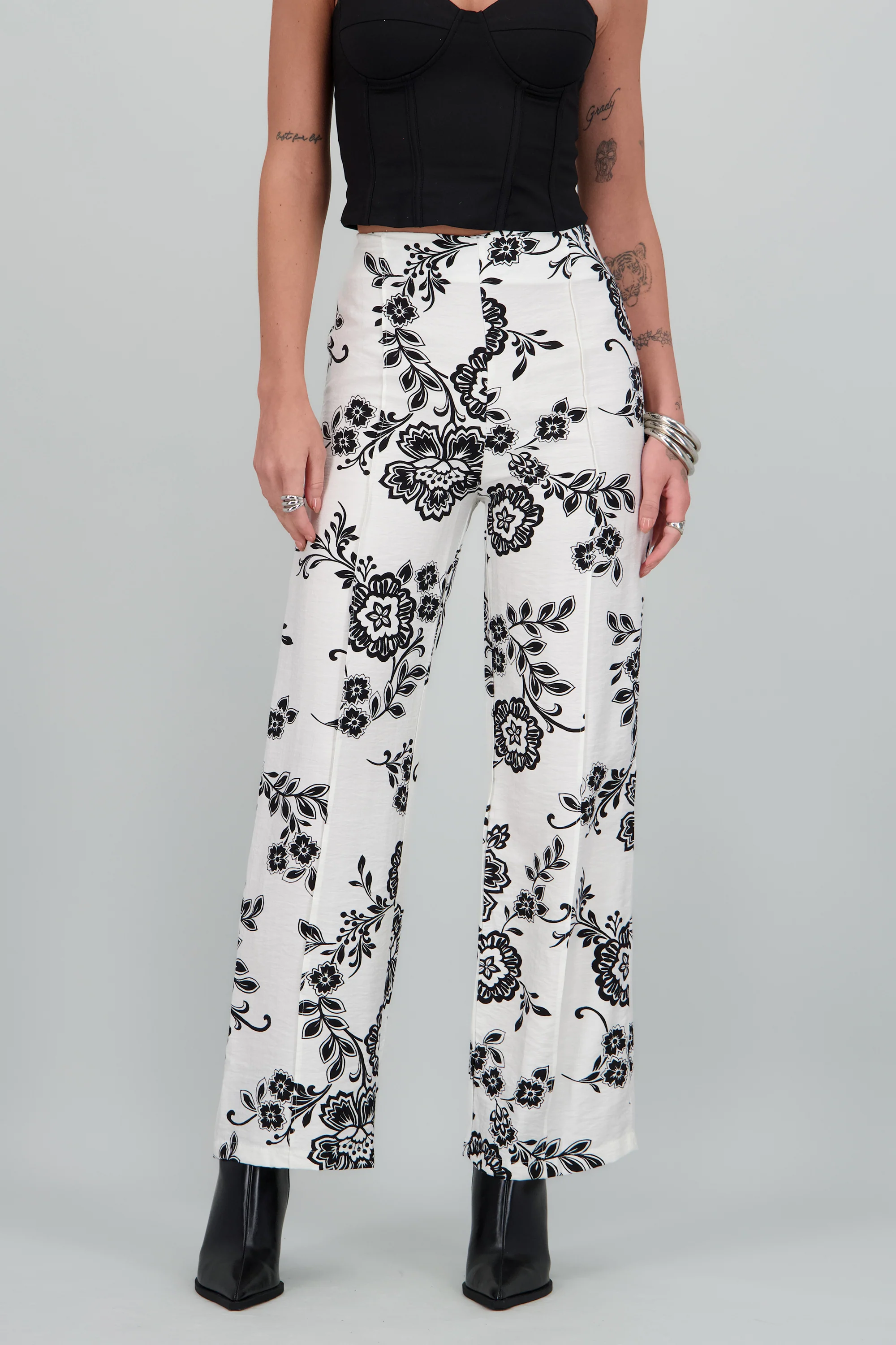 Pantalon recto estampado de flores - Image 2