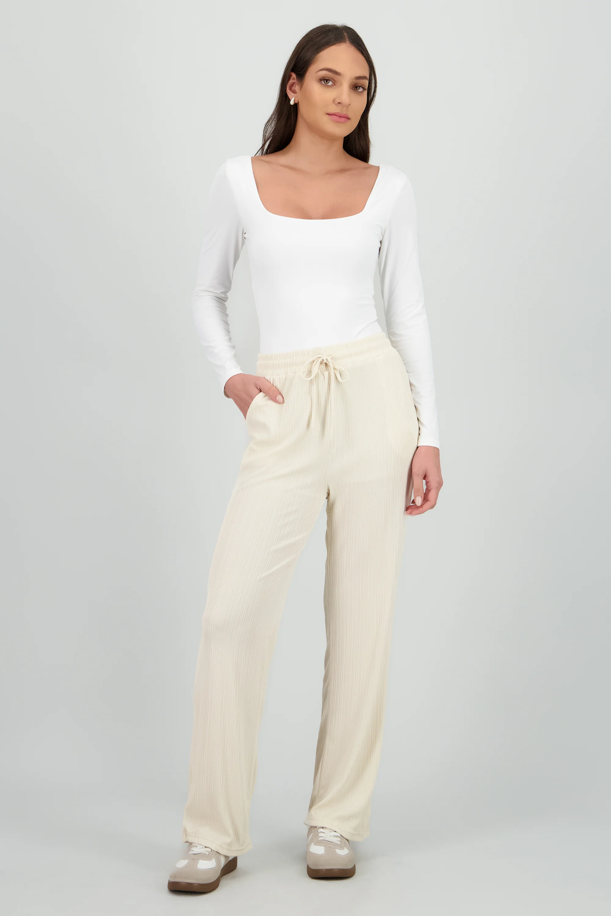 Pantalon straight rib textura