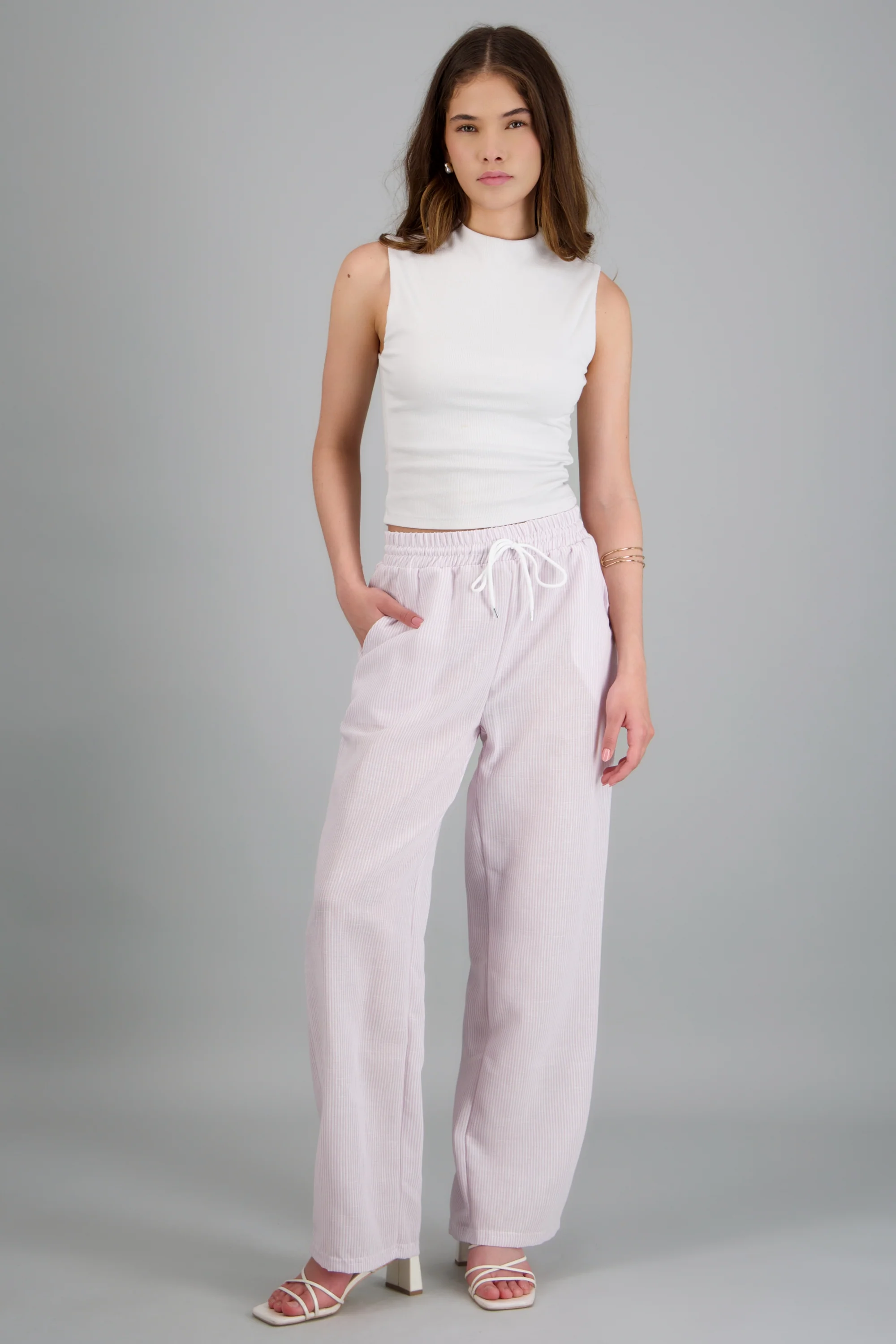 pantalon tipo lino rayas