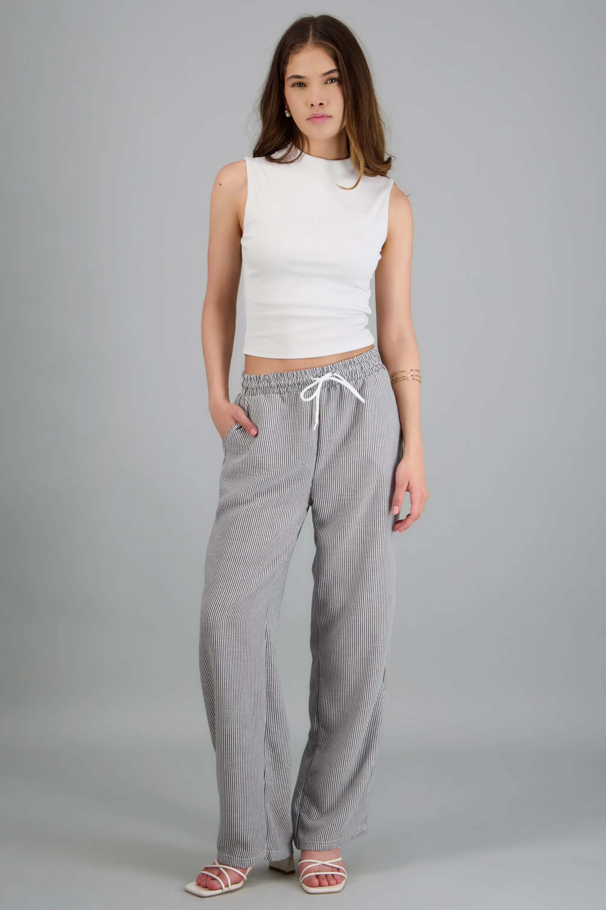 pantalon tipo lino rayas
