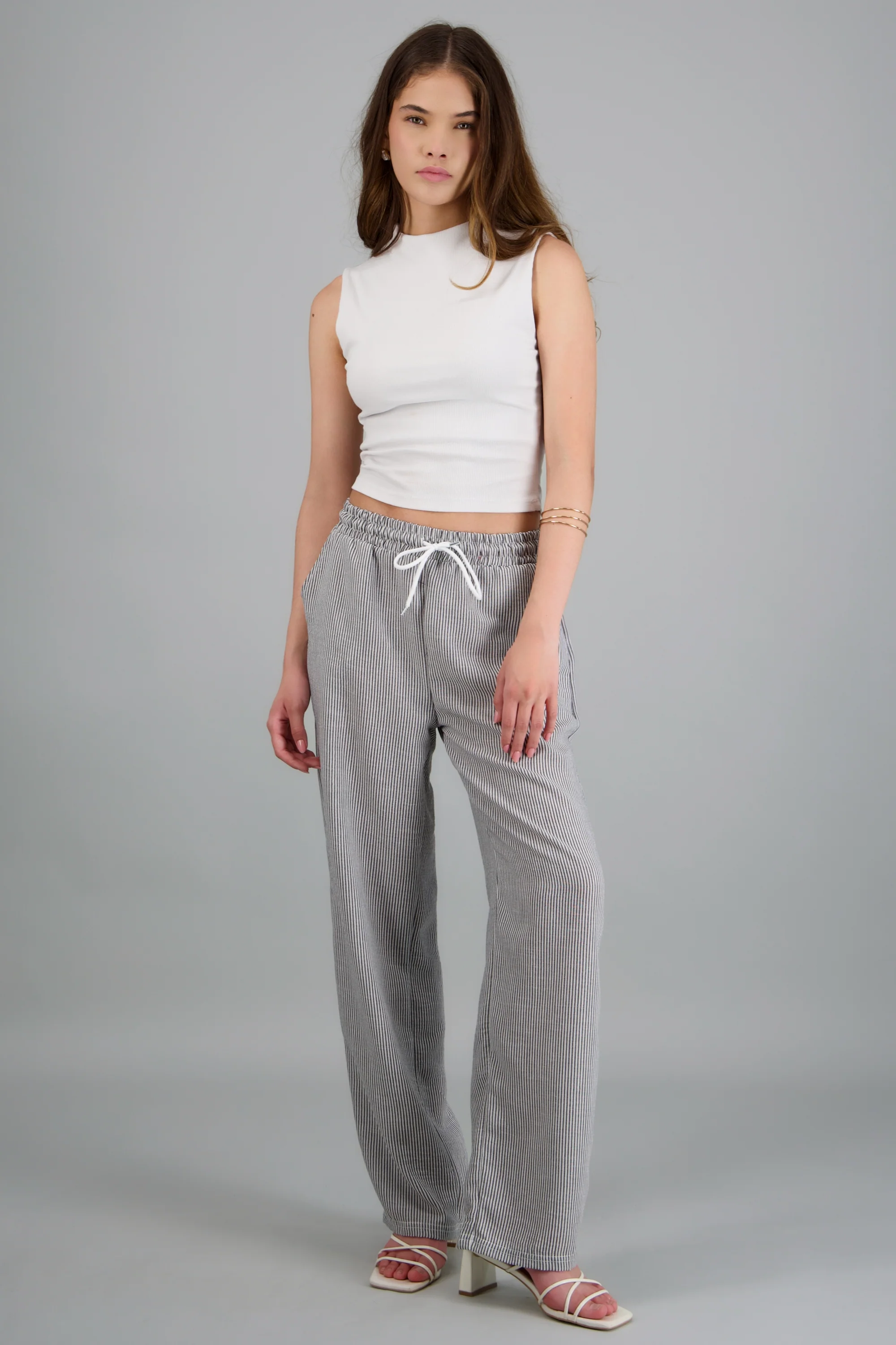 pantalon tipo lino rayas - Image 2