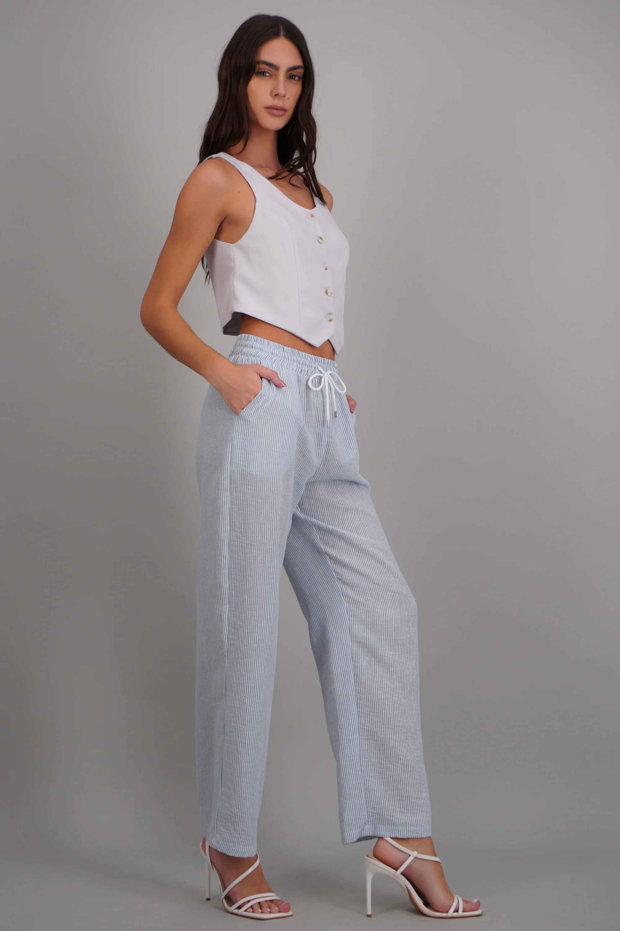 pantalon tipo lino rayas - Image 3