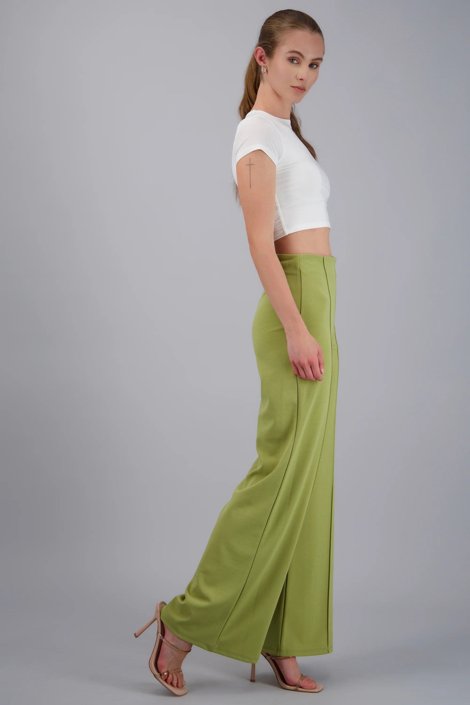 Pantalón Wide Leg Cintura Alta Costuras - Image 3