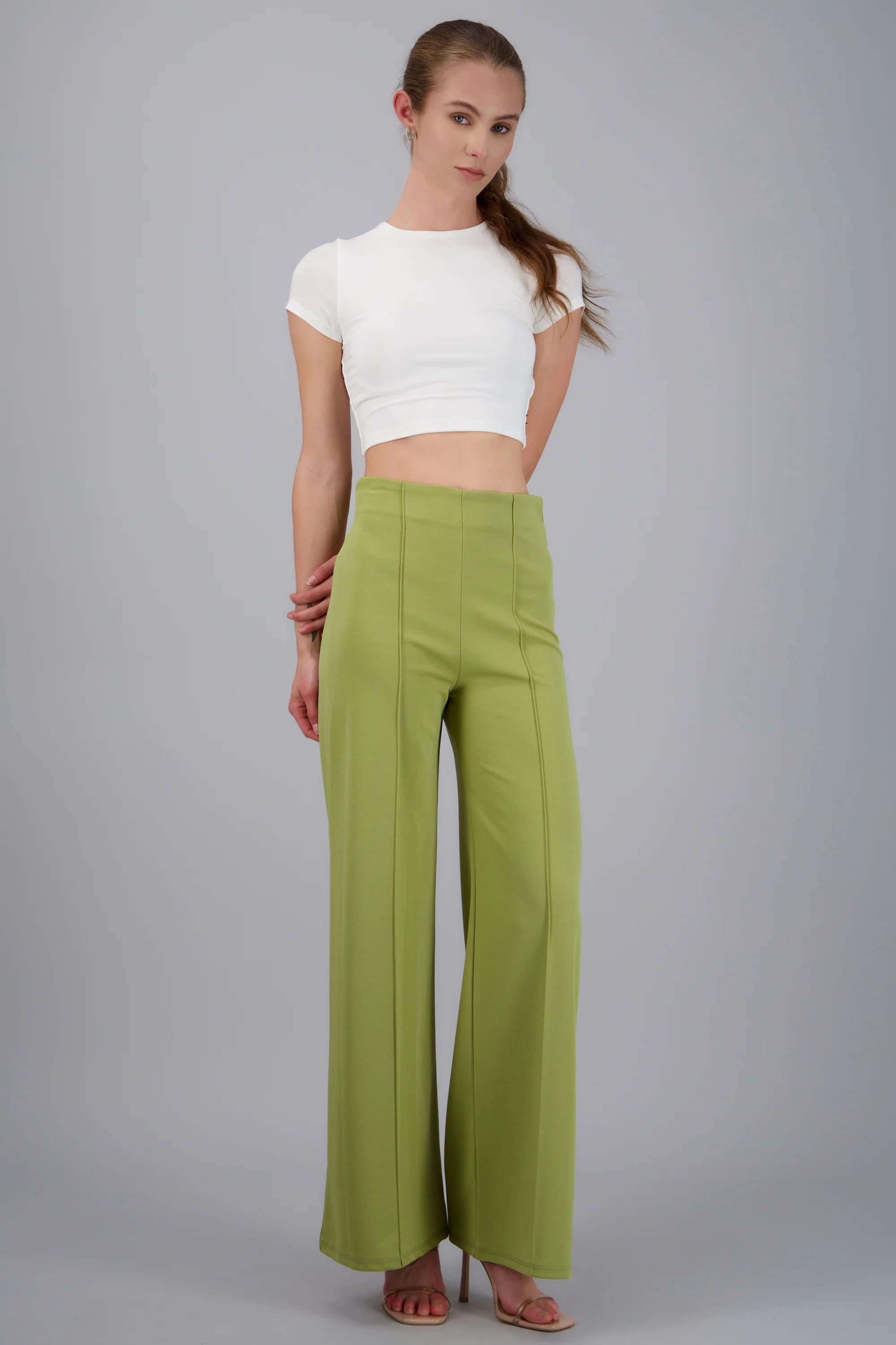 Pantalón Wide Leg Cintura Alta Costuras - Image 4