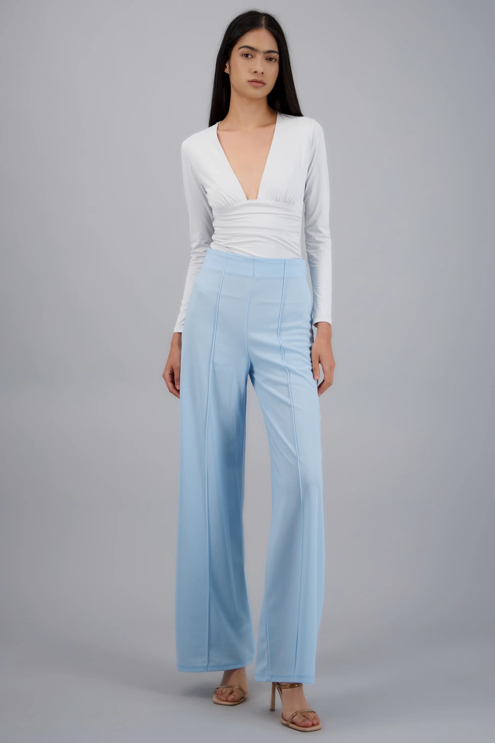 Pantalón Wide Leg Cintura Alta Costuras - Image 2