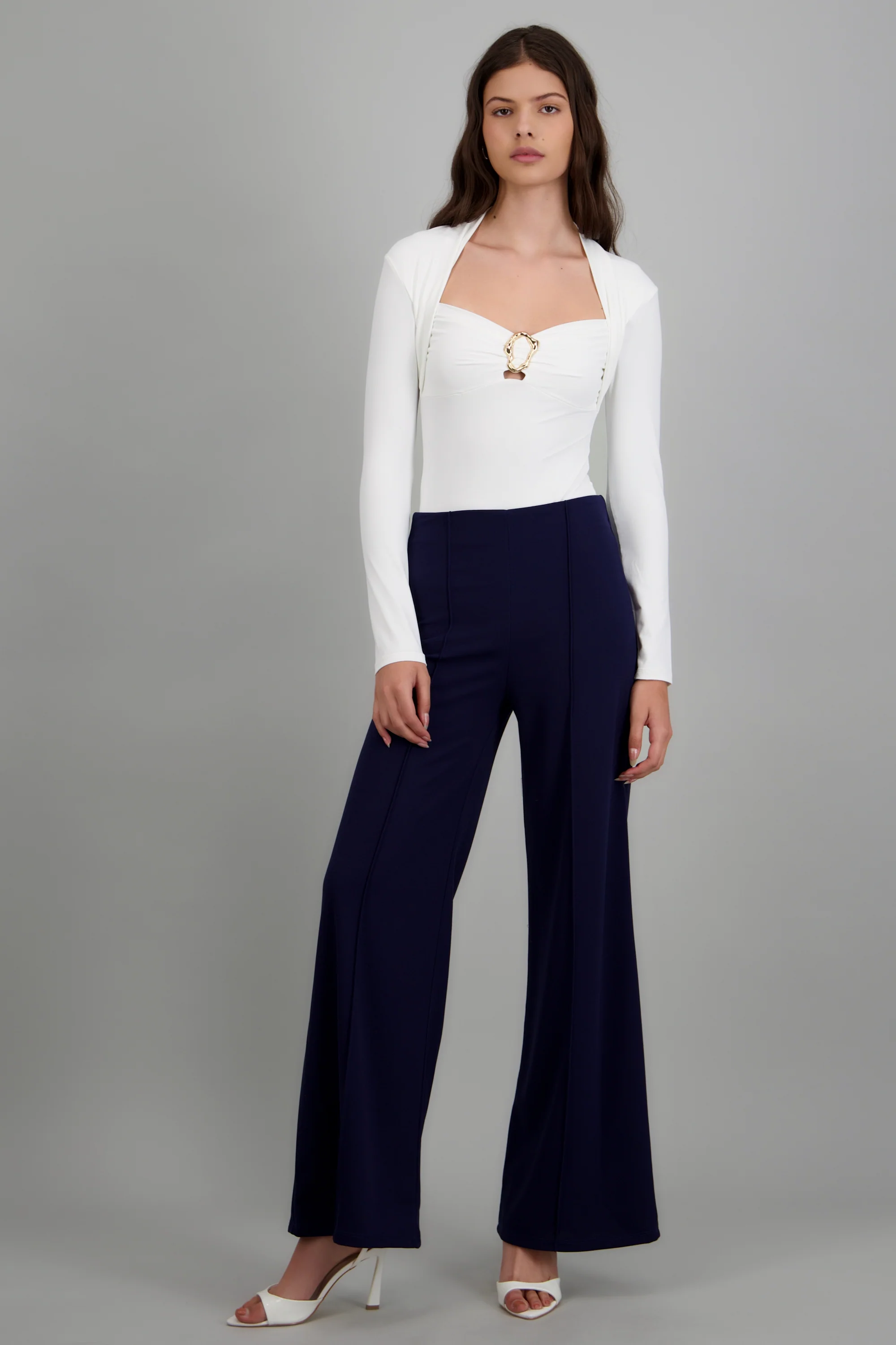 Pantalón Wide Leg Cintura Alta Costuras - Image 3