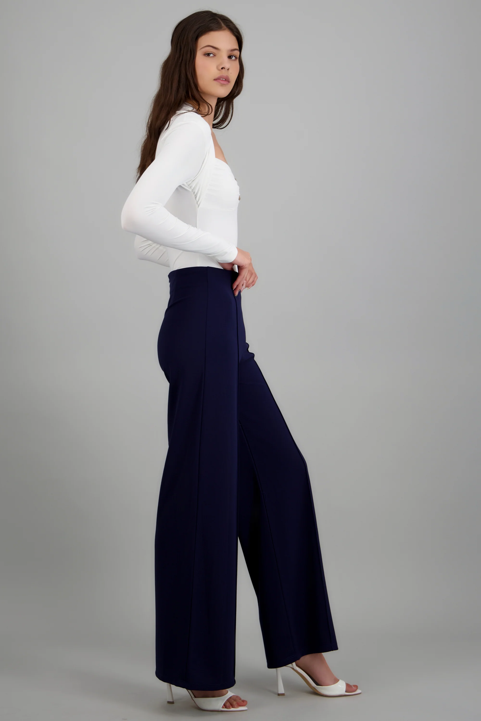 Pantalón Wide Leg Cintura Alta Costuras - Image 4