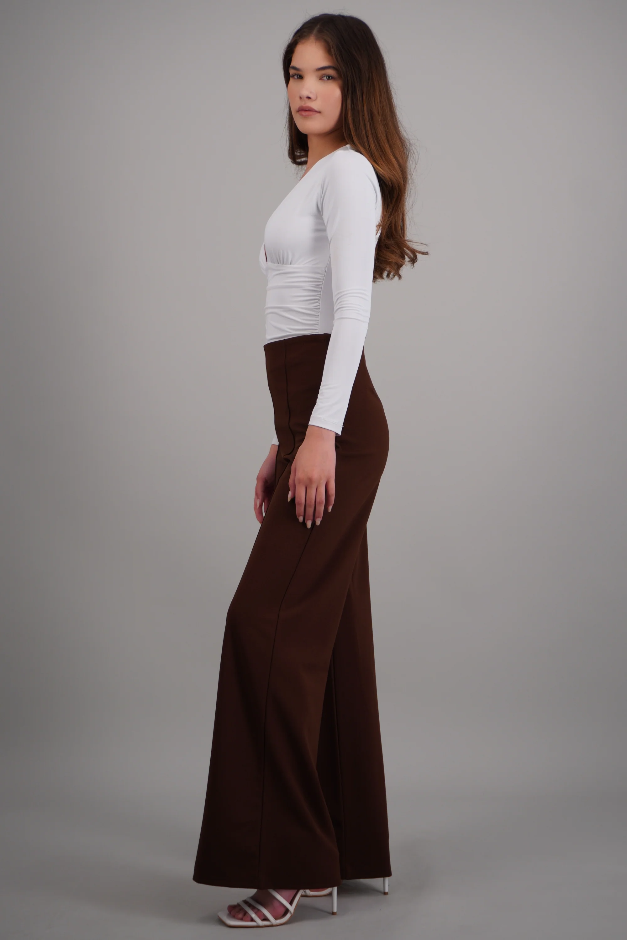 Pantalón Wide Leg Cintura Alta Costuras - Image 3