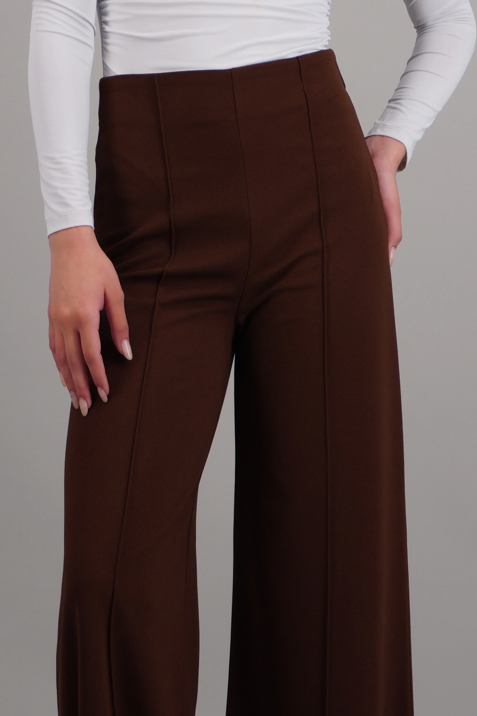Pantalón Wide Leg Cintura Alta Costuras - Image 5