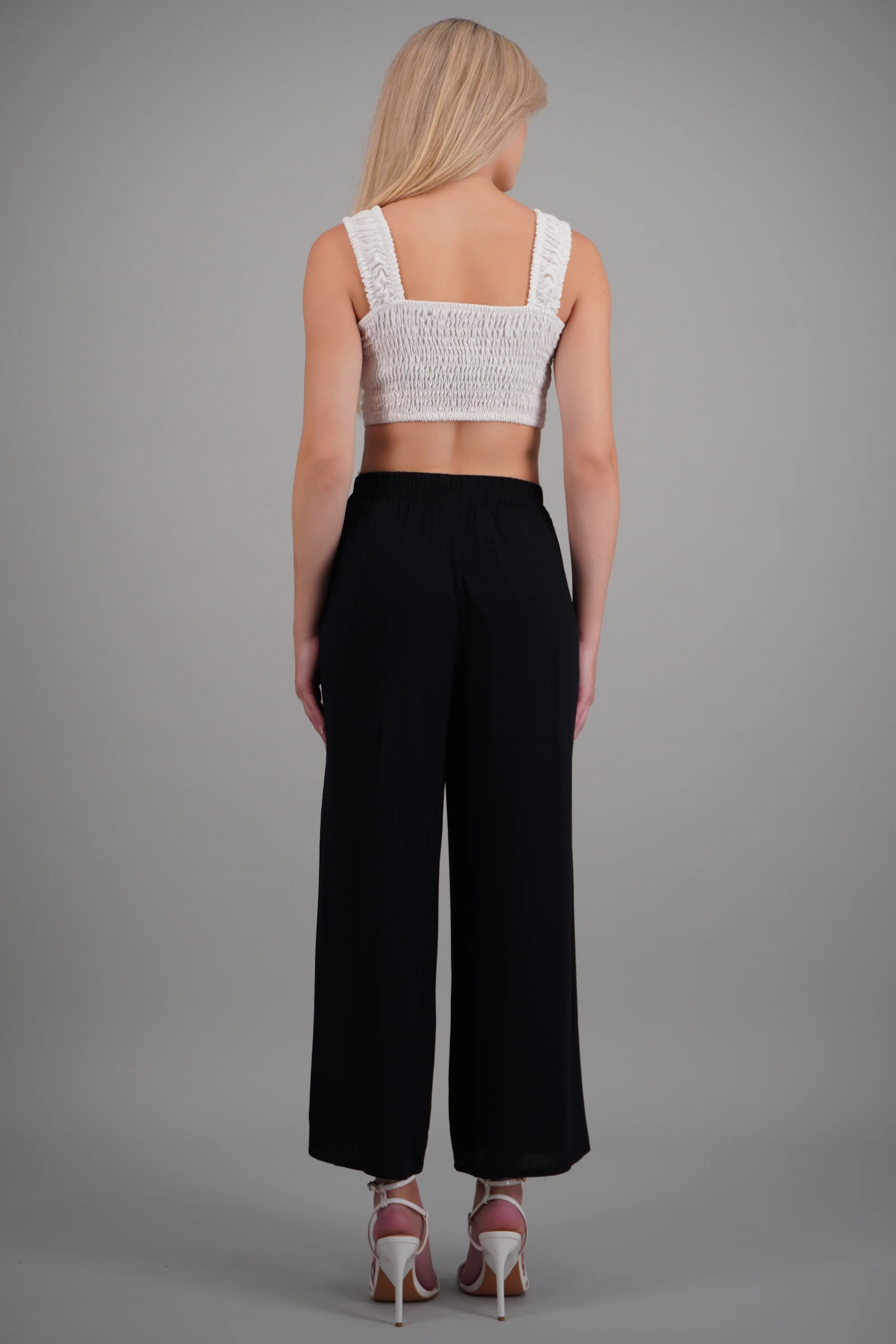Pantalón Wide Leg Cintura Alta Fruncida - Image 4
