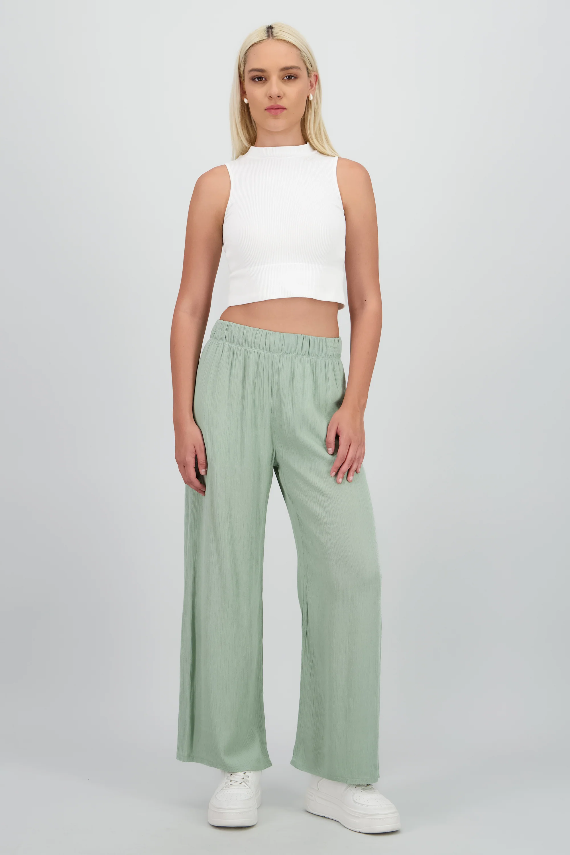 Pantalón Wide Leg Cintura Elástico