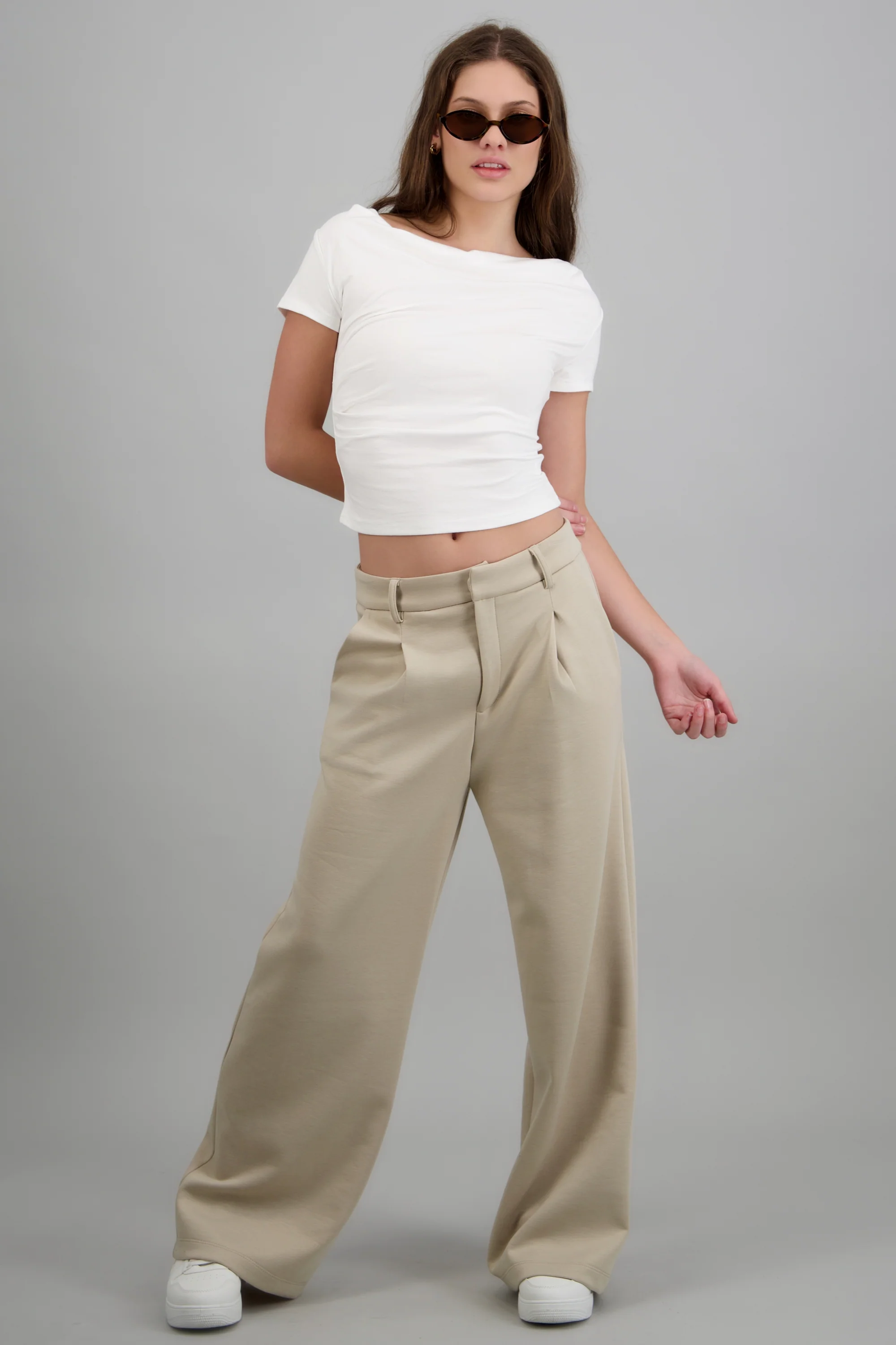 Pantalon wide leg modal detalle pretina