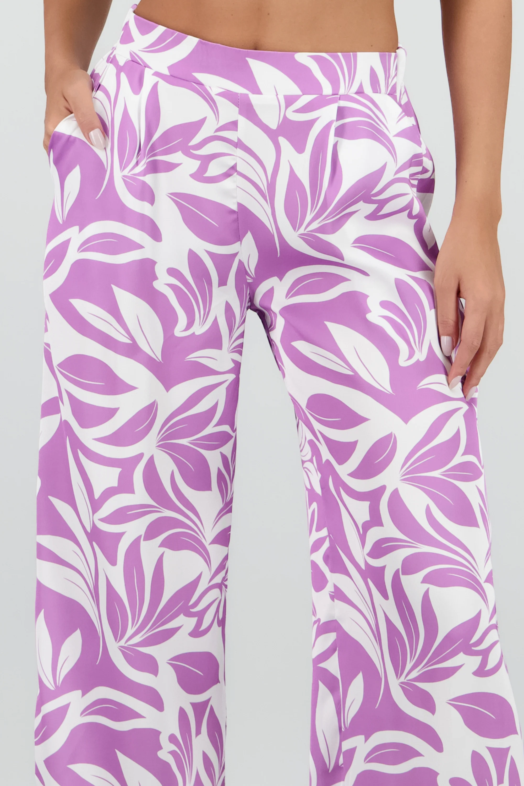 Pantalon wide leg satin estampado flores - Image 5