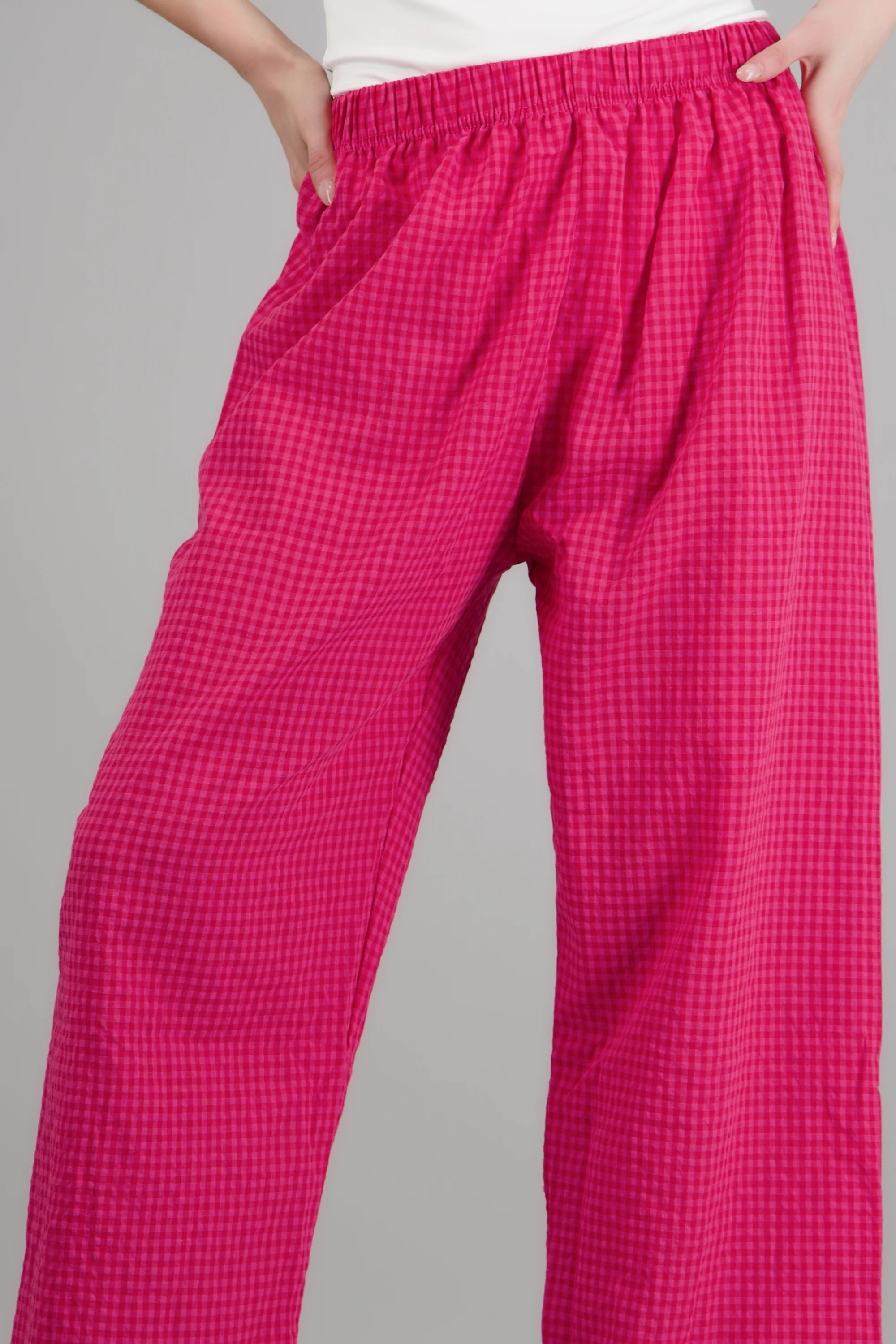 Pantalones mini cuadros pierna amplia - Image 5