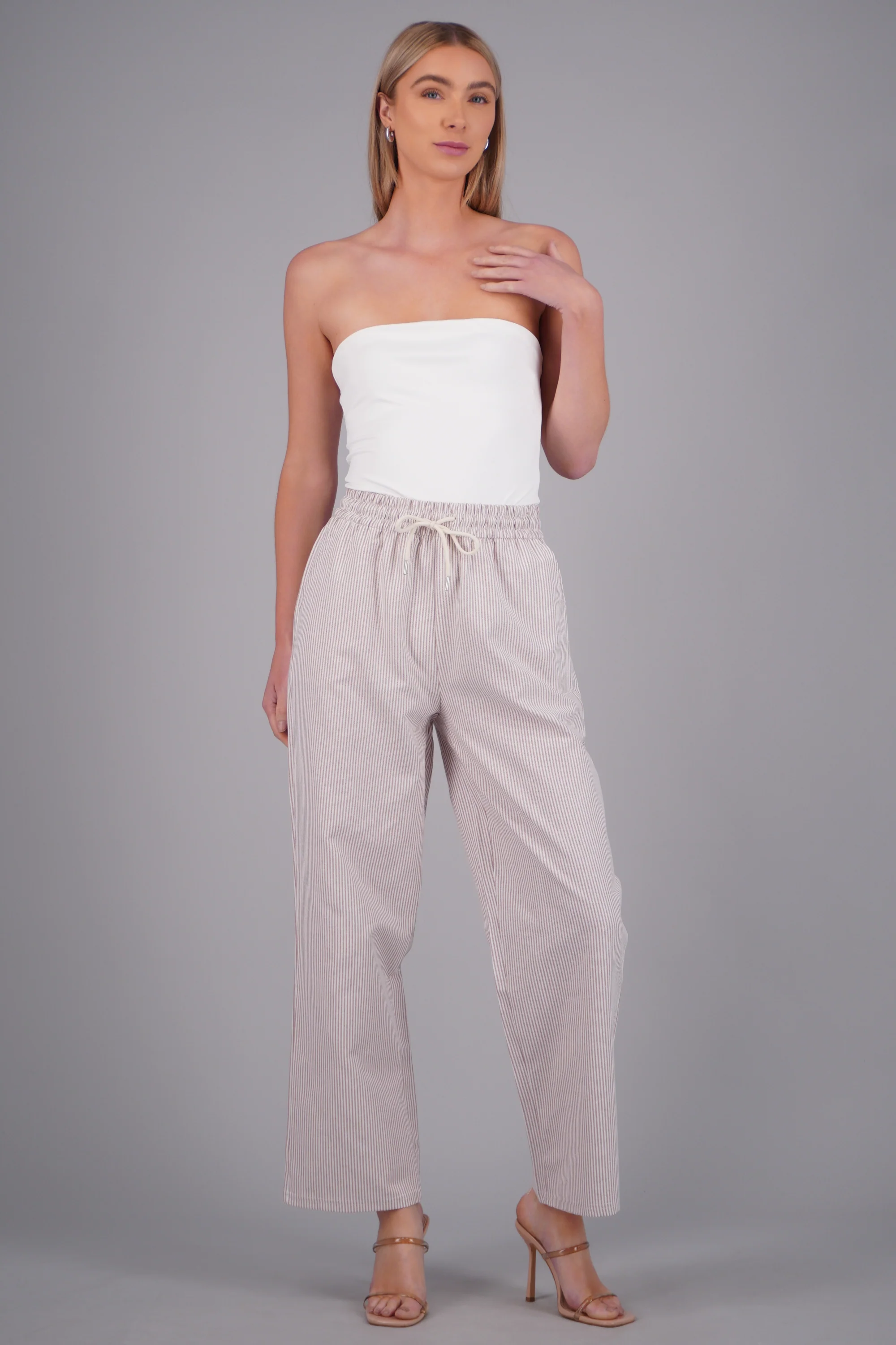 Pantalones tipo lino rayas - Image 2