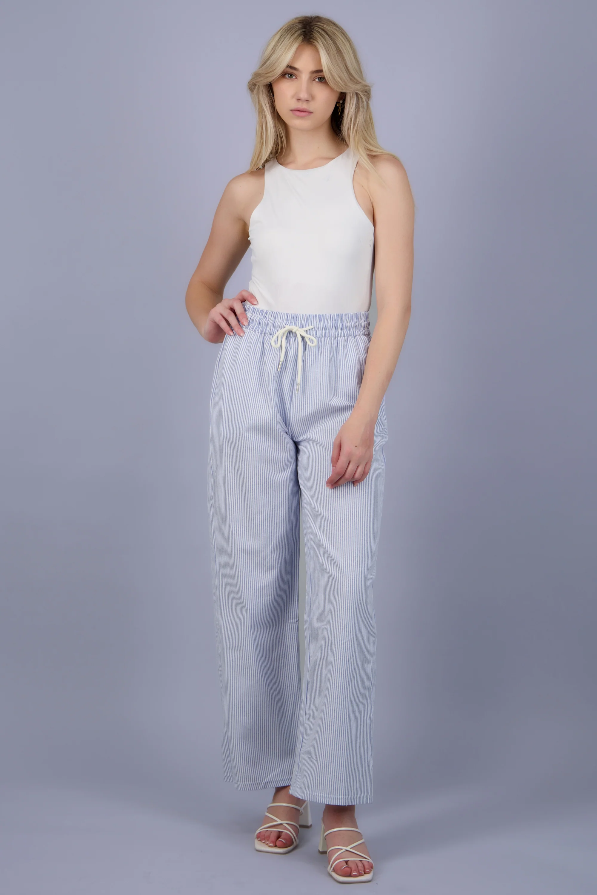 Pantalones tipo lino rayas - Image 2