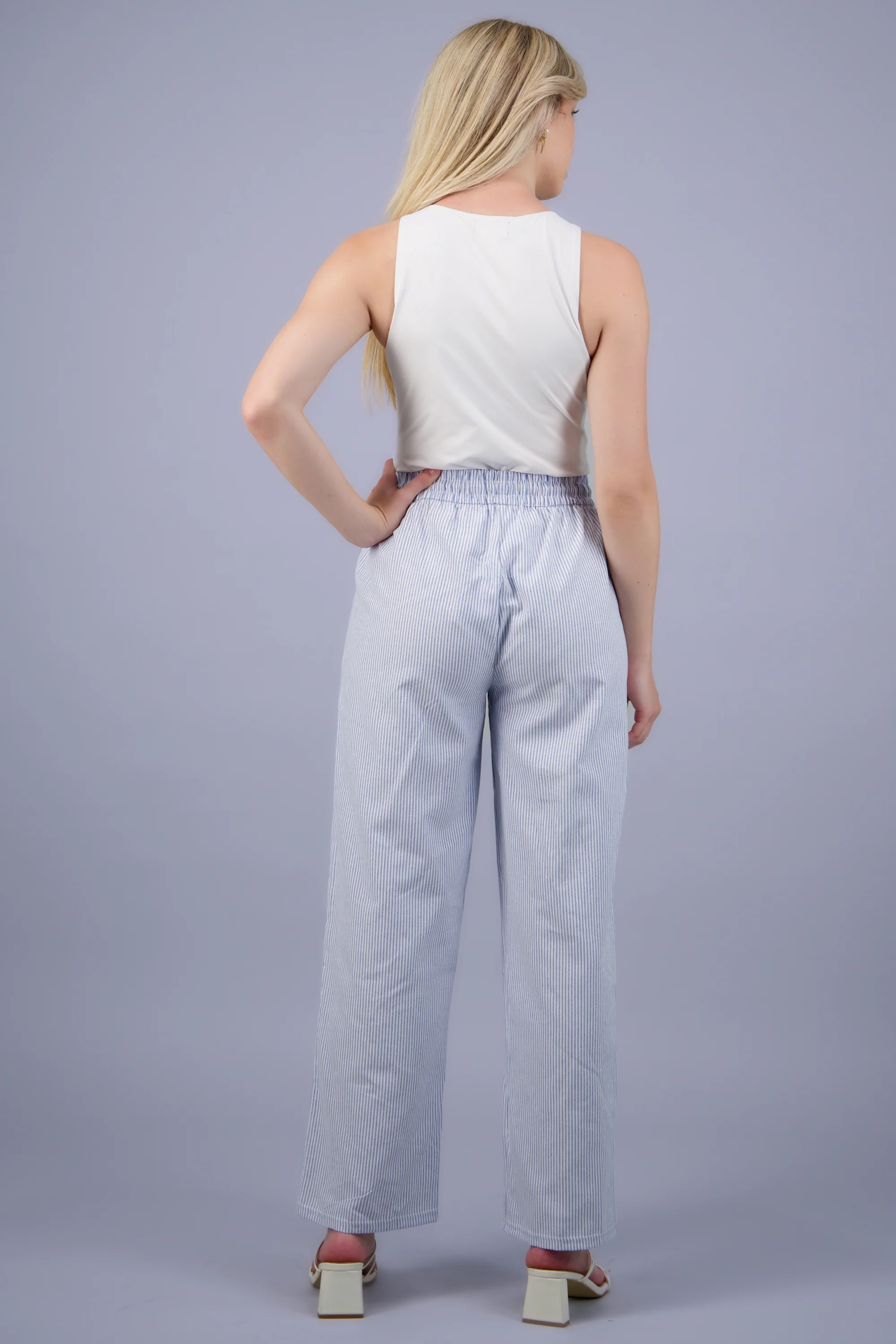 Pantalones tipo lino rayas - Image 4