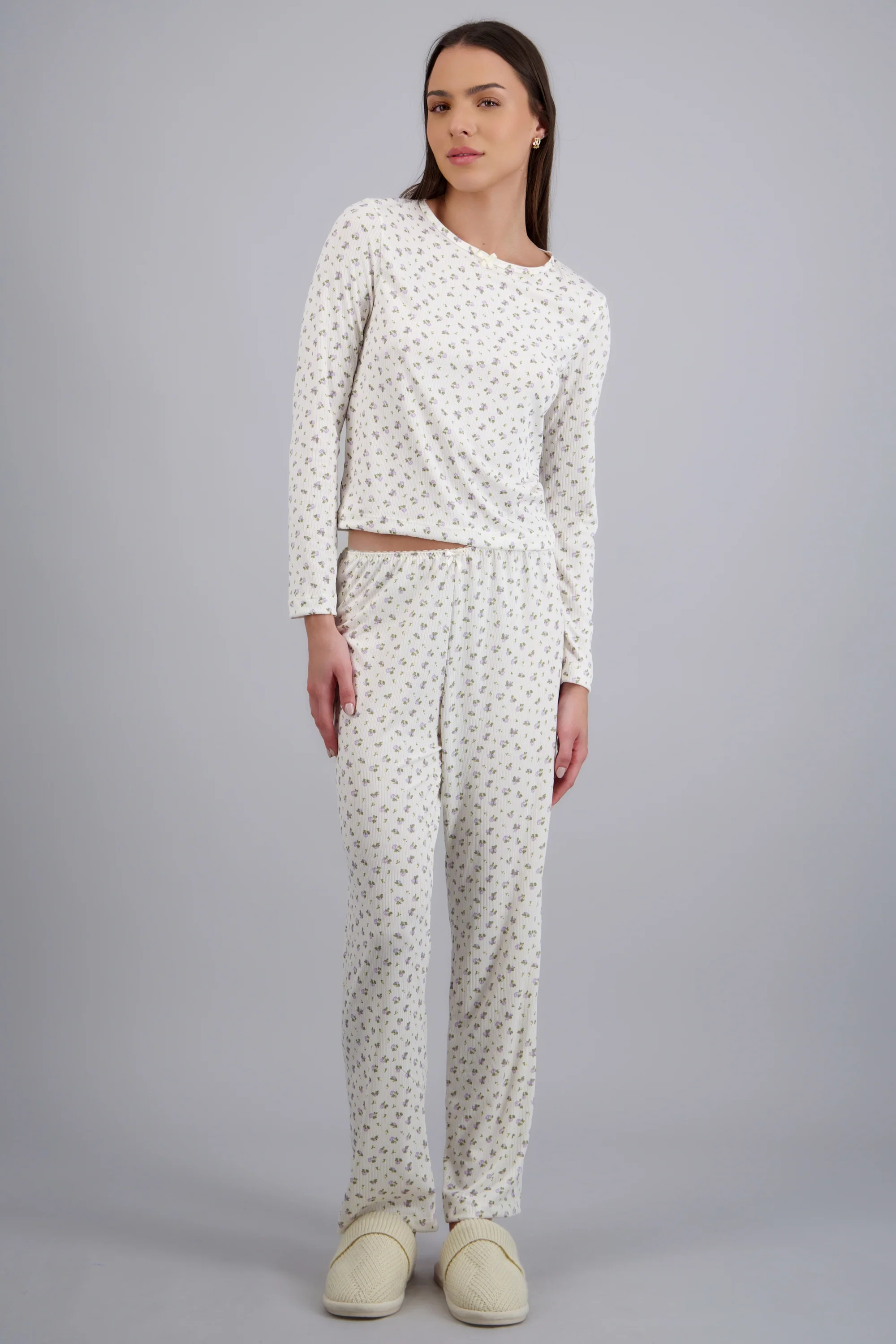 Pijama rib con estampado flores