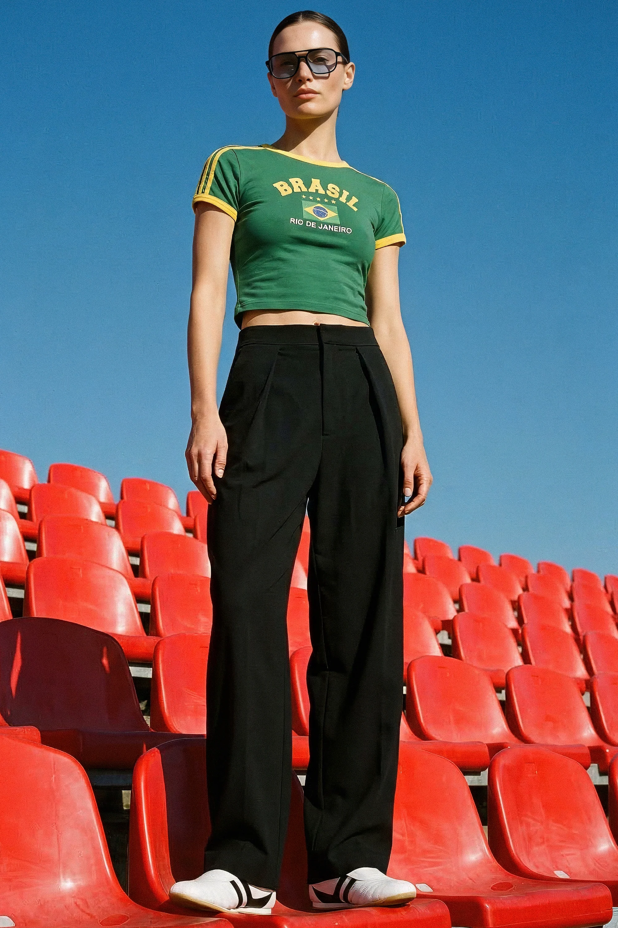 Playera corta contraste Brasil