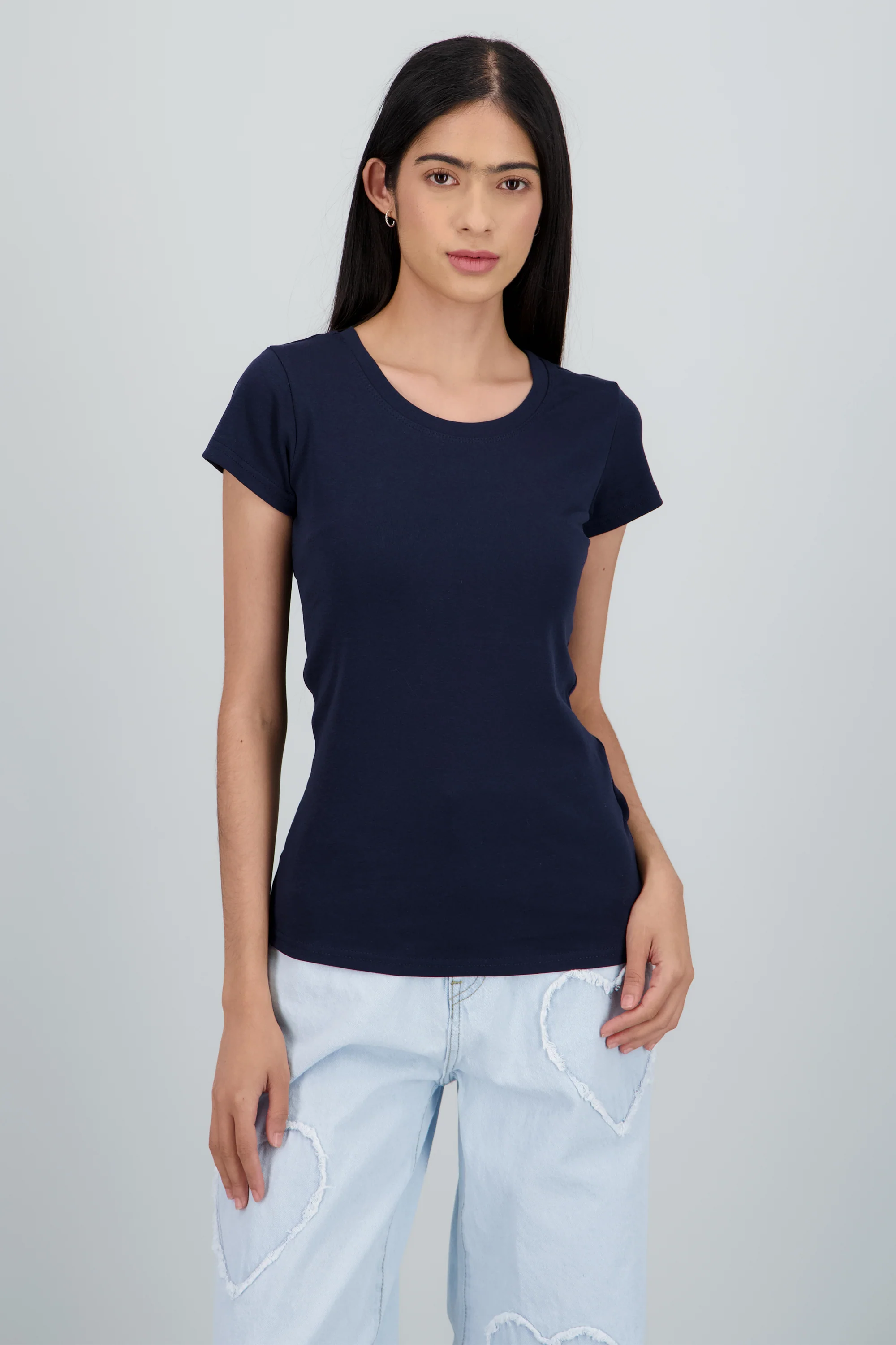 Playera lisa manga corta cuello redondo