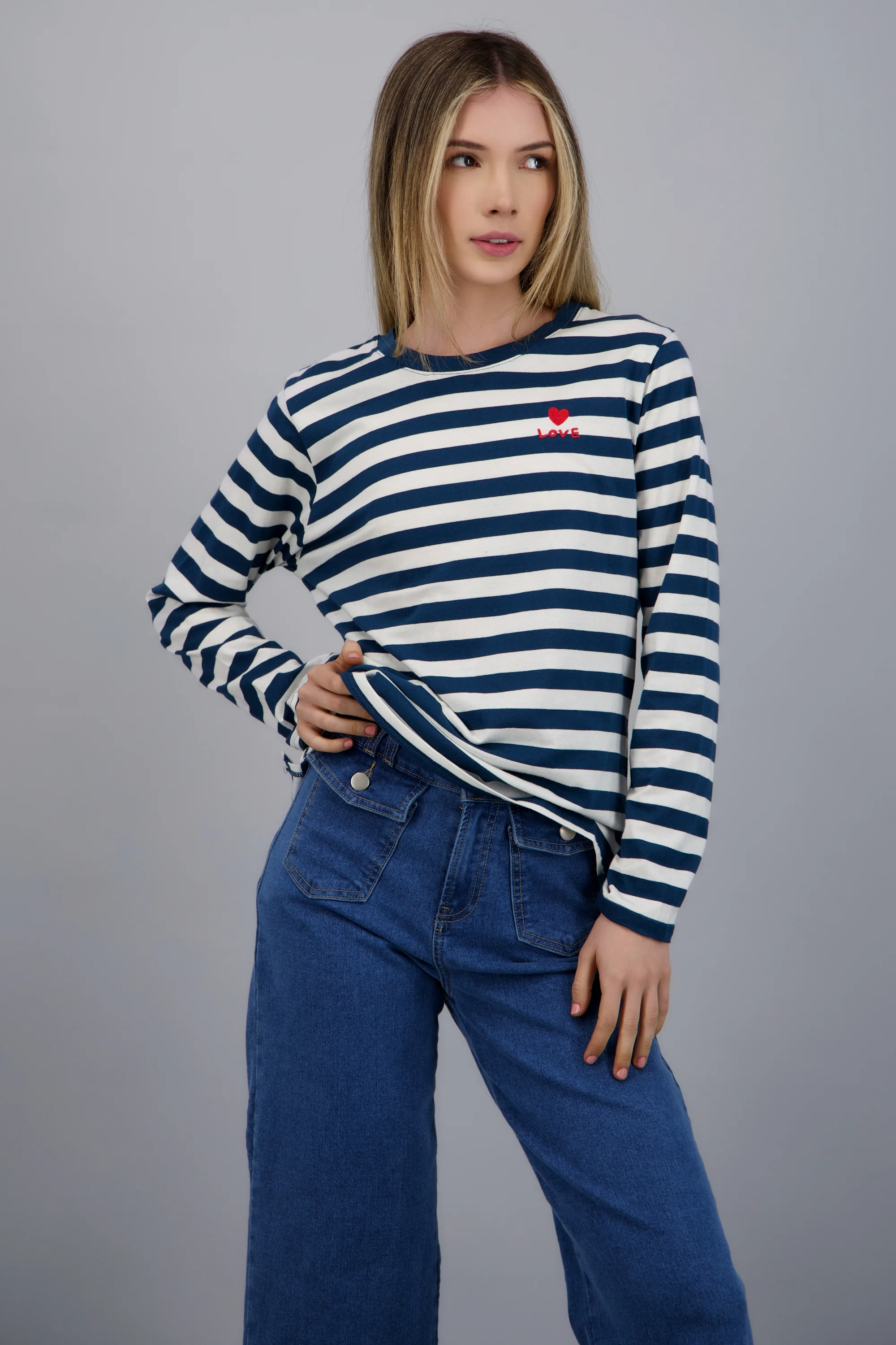 PLAYERA MANGA LARGA RAYAS