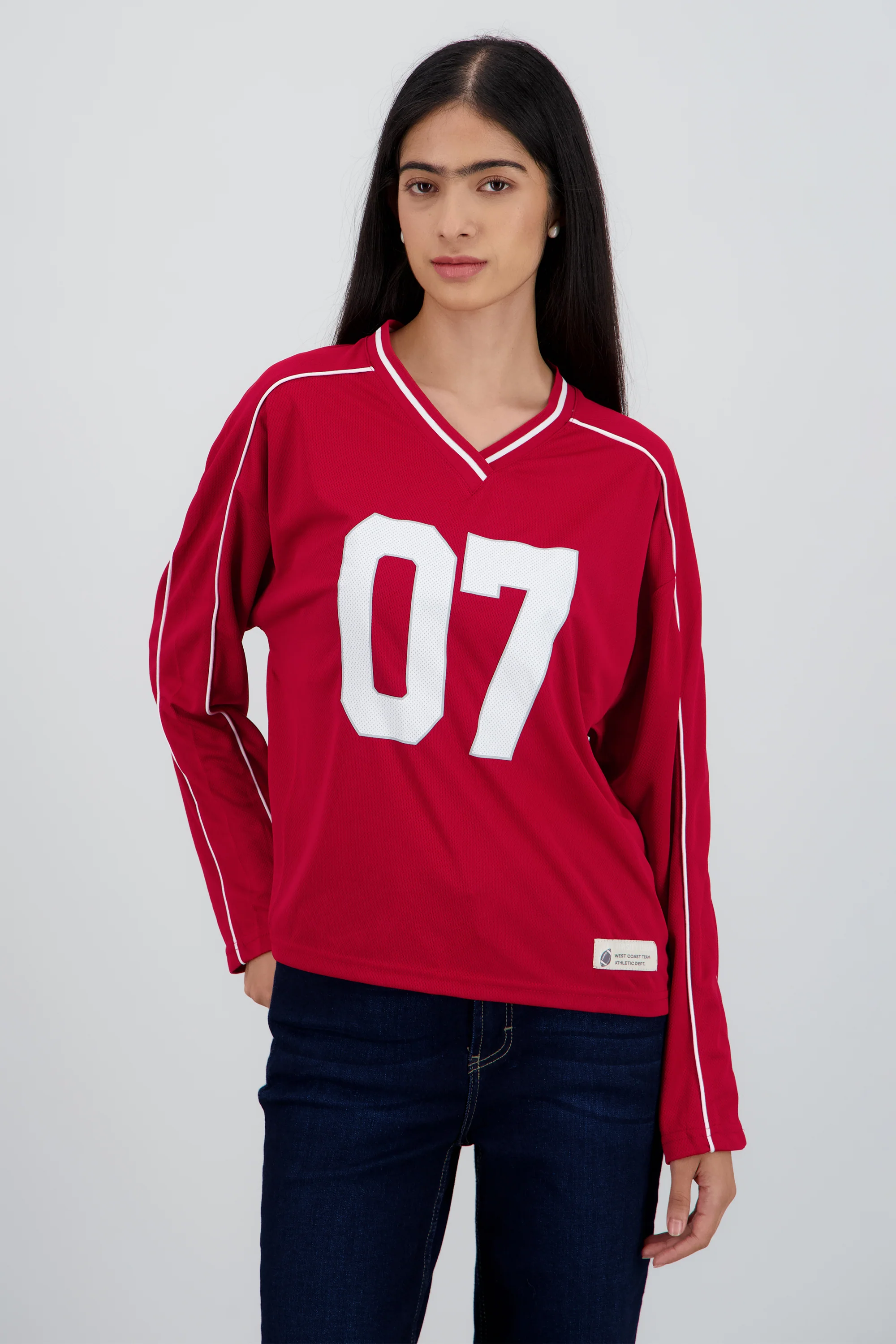 Playera tipo jersey contraste manga larga - Image 2