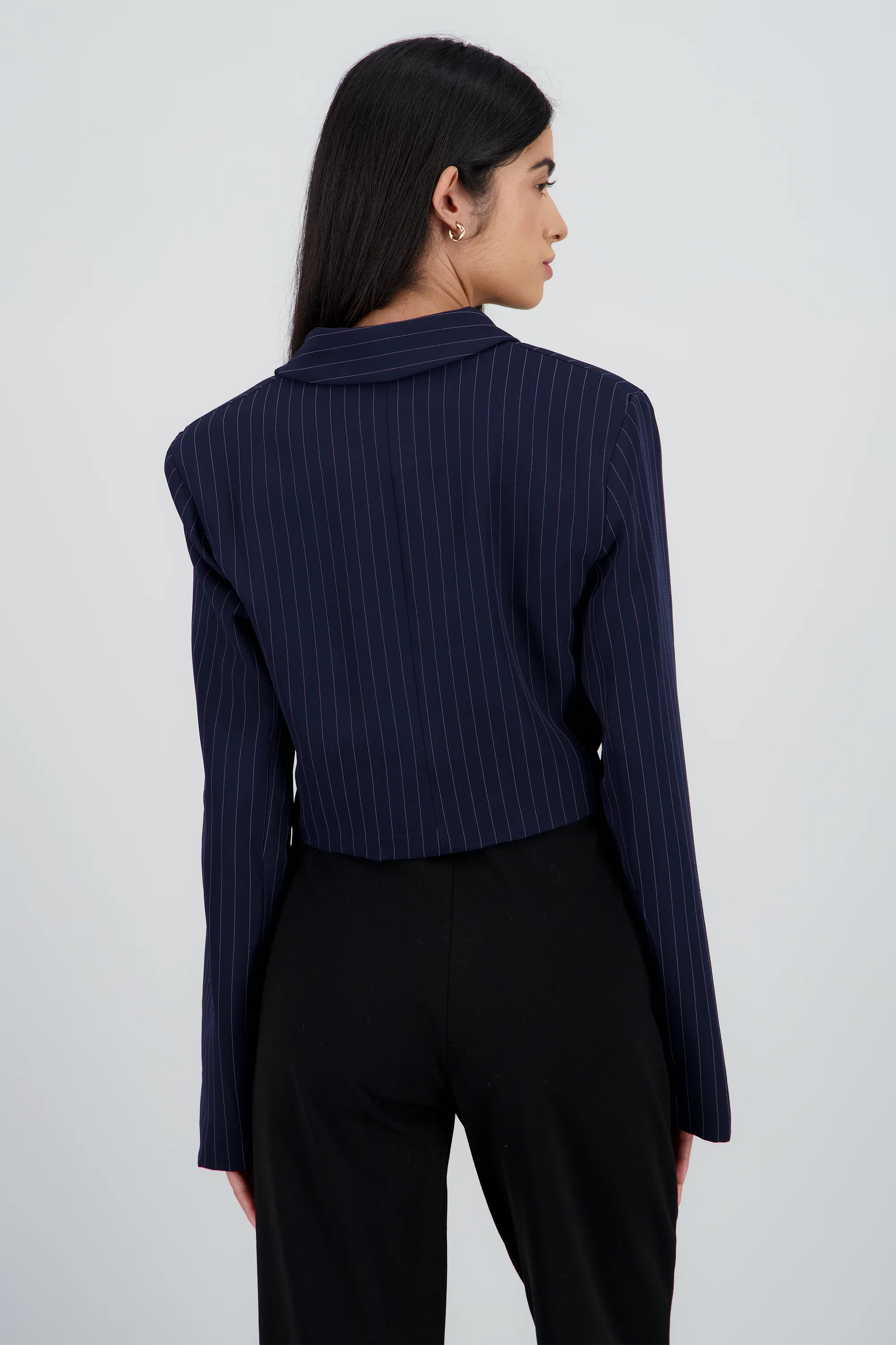 Saco crop de rayas con forro - Image 4