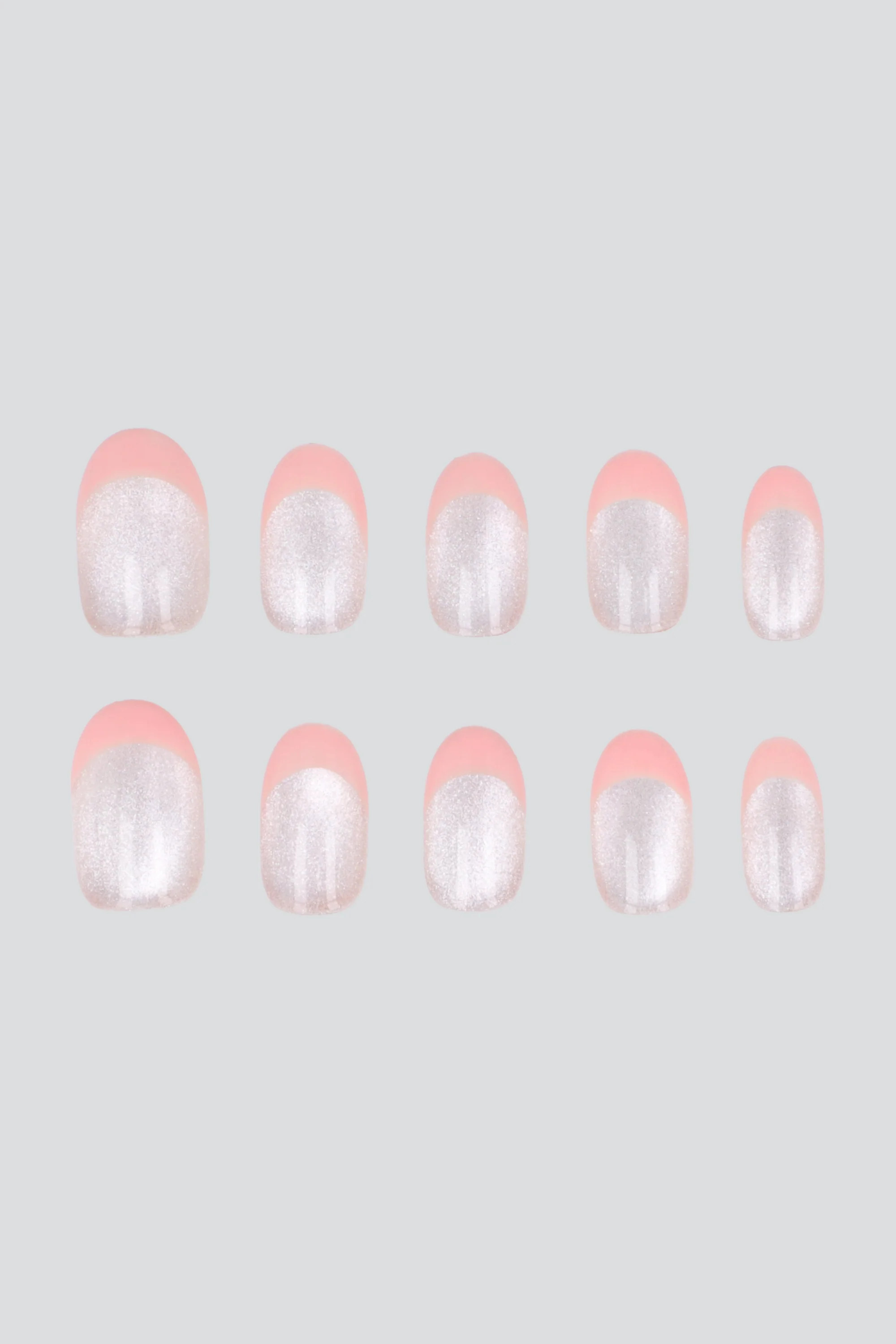 Set 10 uñas ojo de gato french pastel mix