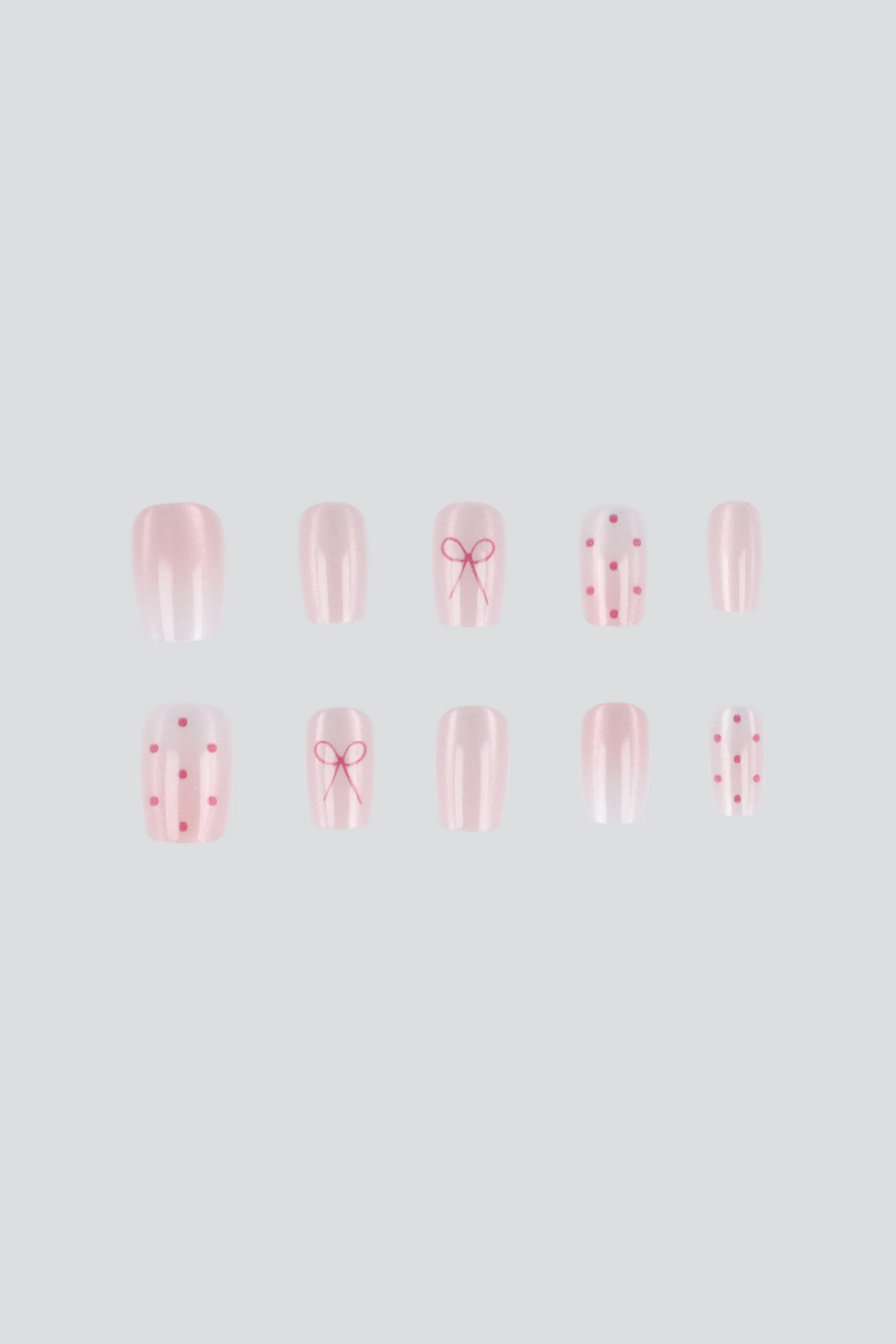 Set 10 uñas polka dots moño ojo de gato