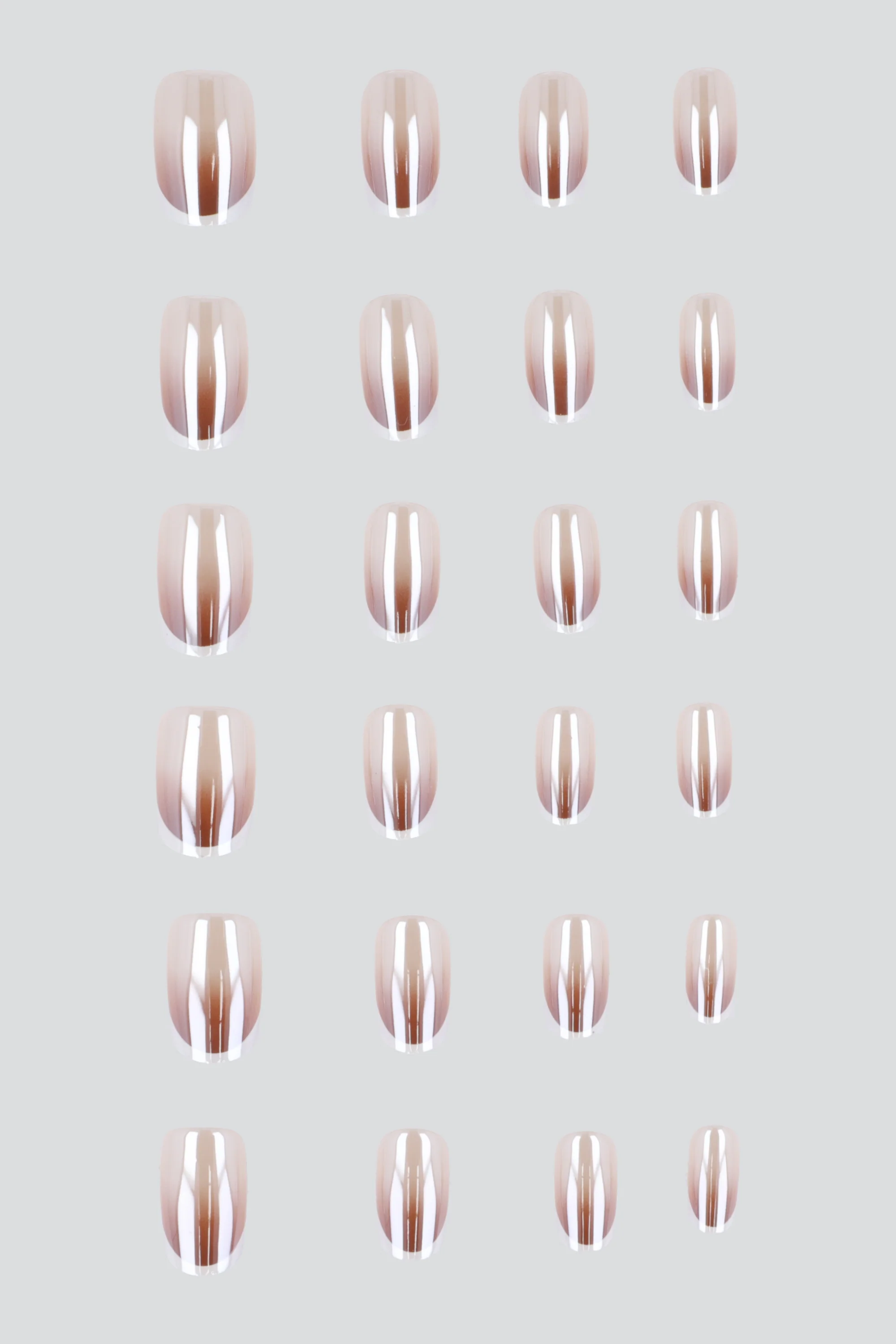 Set 24 uñas degradadas cromadas