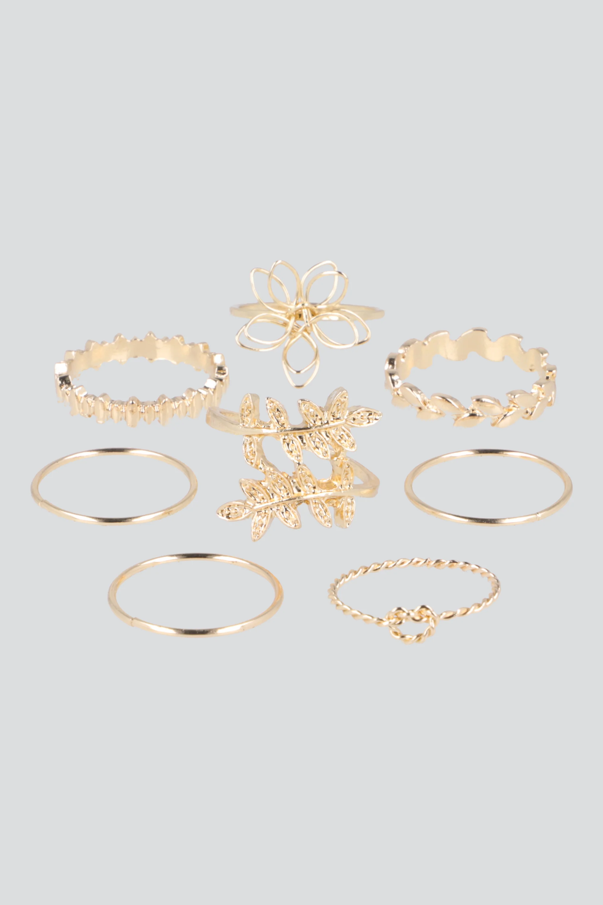 Set 8 Piezas Anillos Hojas
