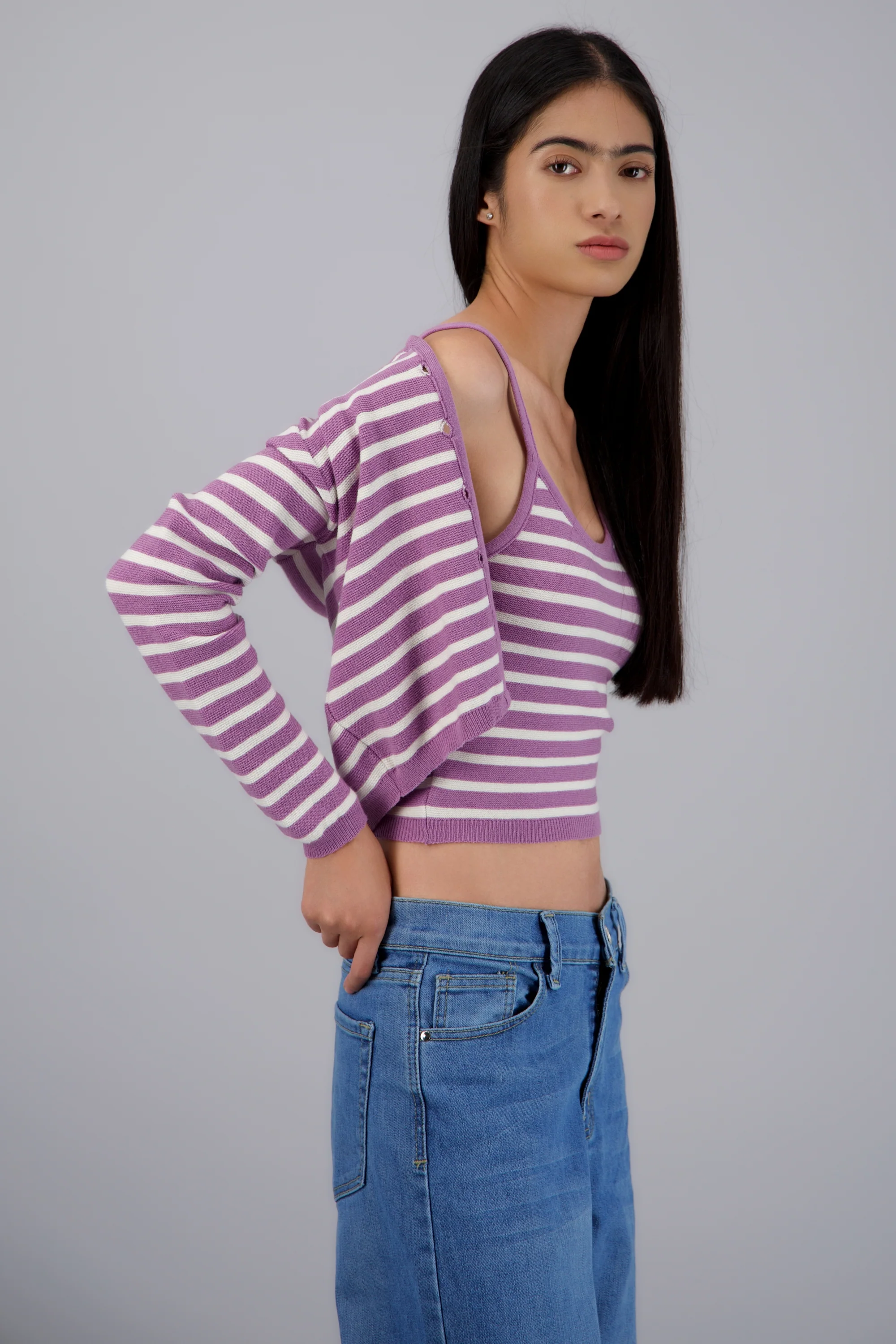 Set cardigan y top rayas - Image 4