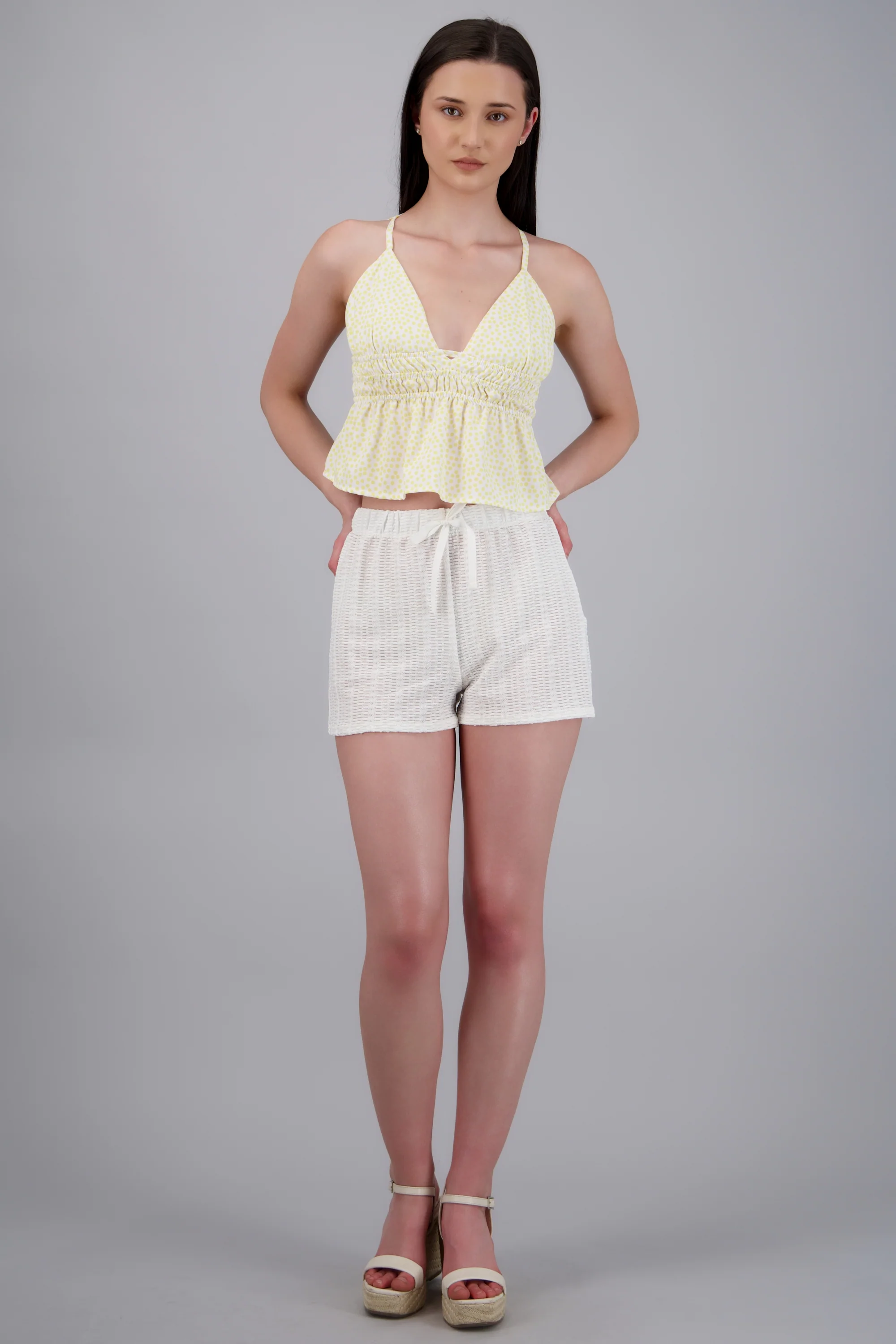Short textura tejida detalle jareta