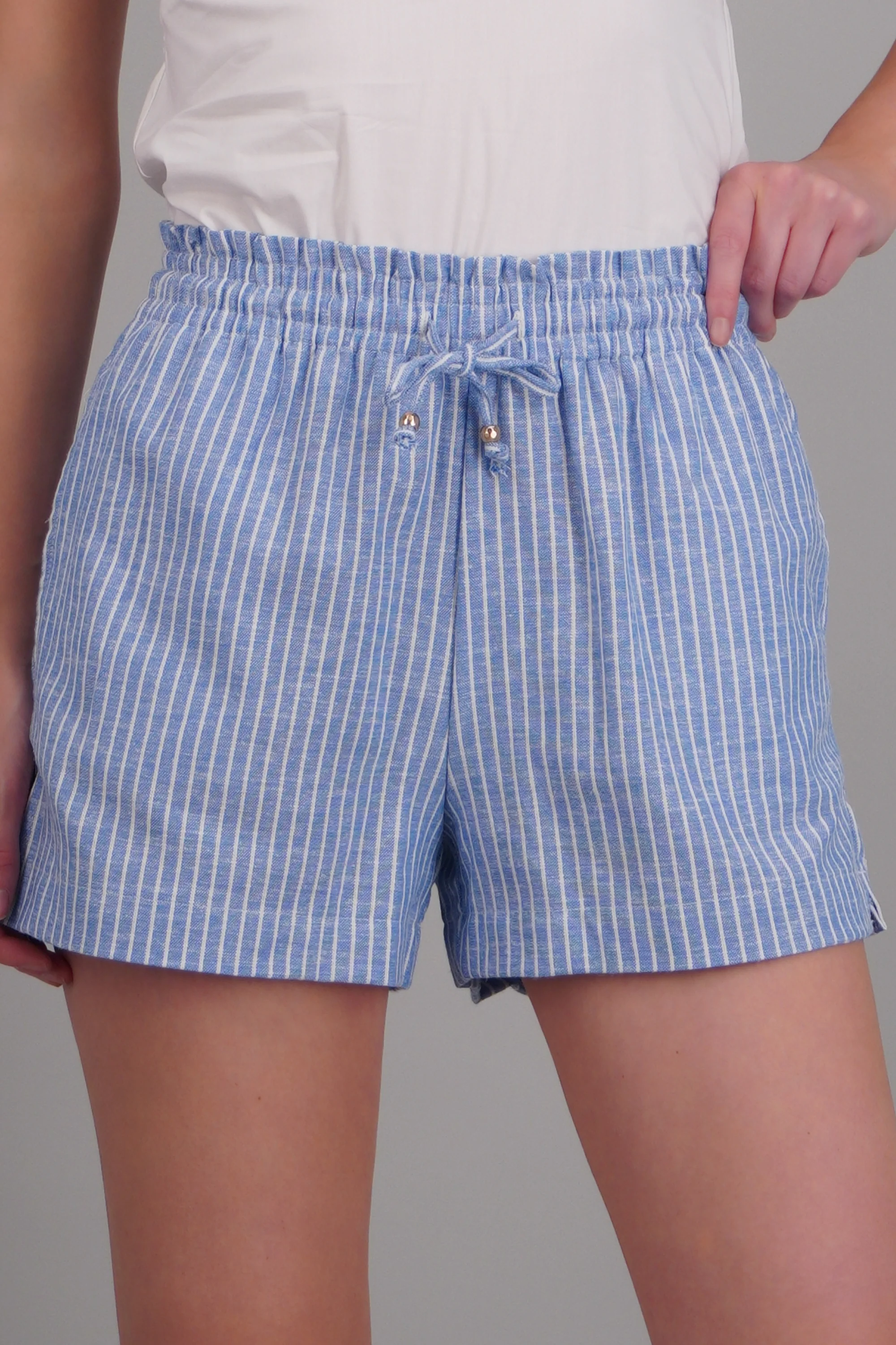 Shorts de lino rayas con resorte - Image 5
