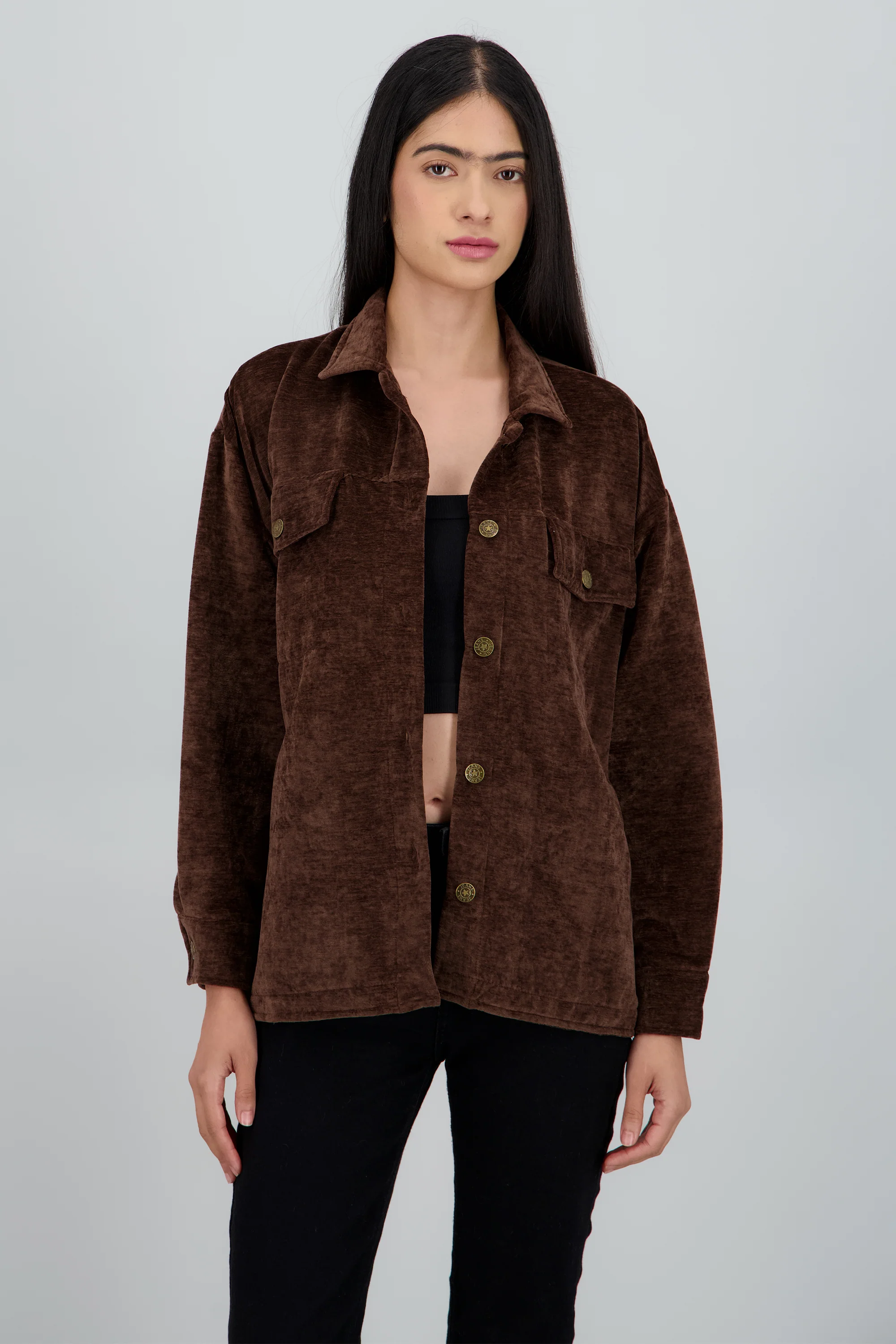 Sobrecamisa manga larga velvet