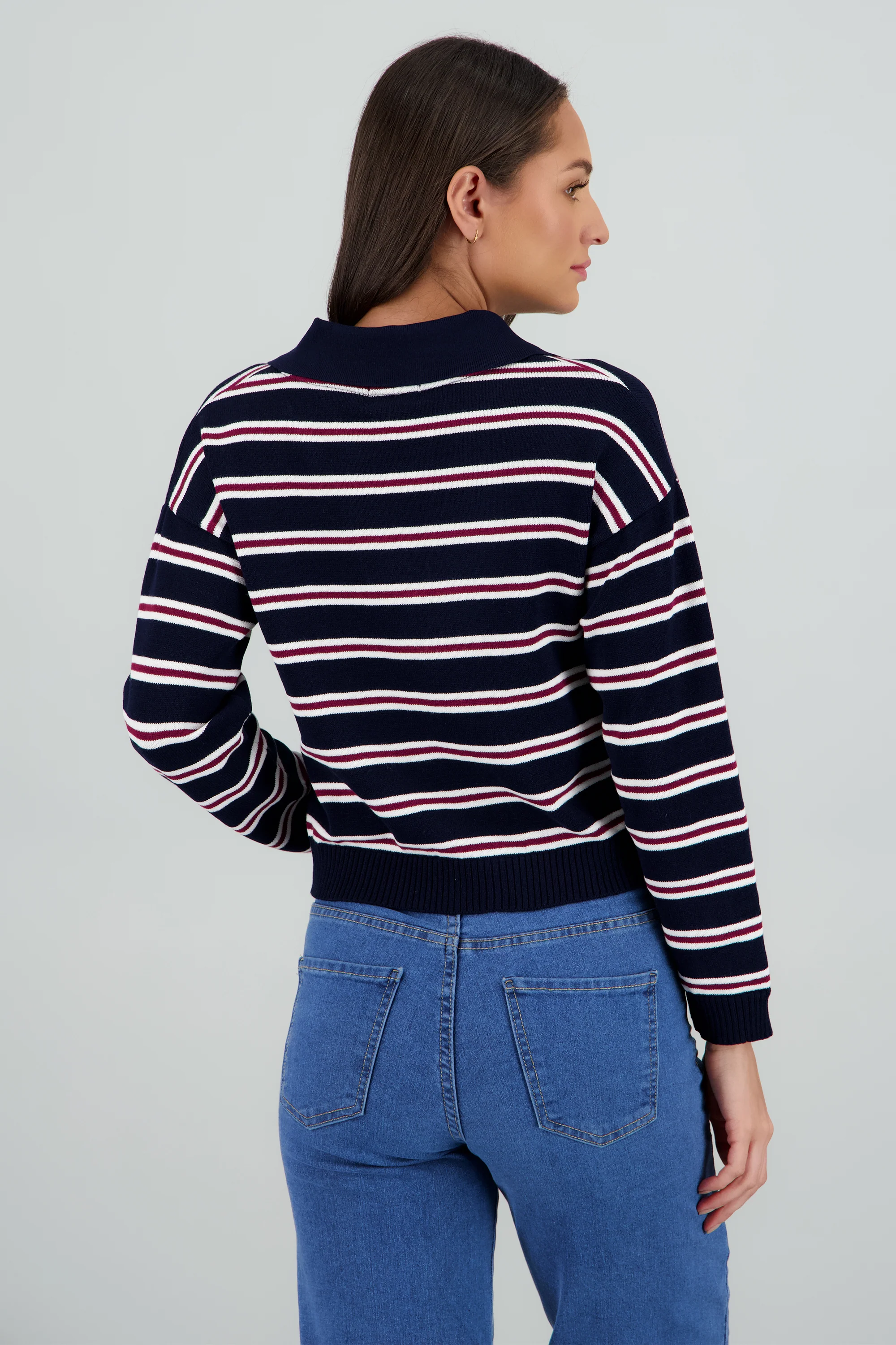 Sueter ligero cuello polo estampado rayas - Image 4