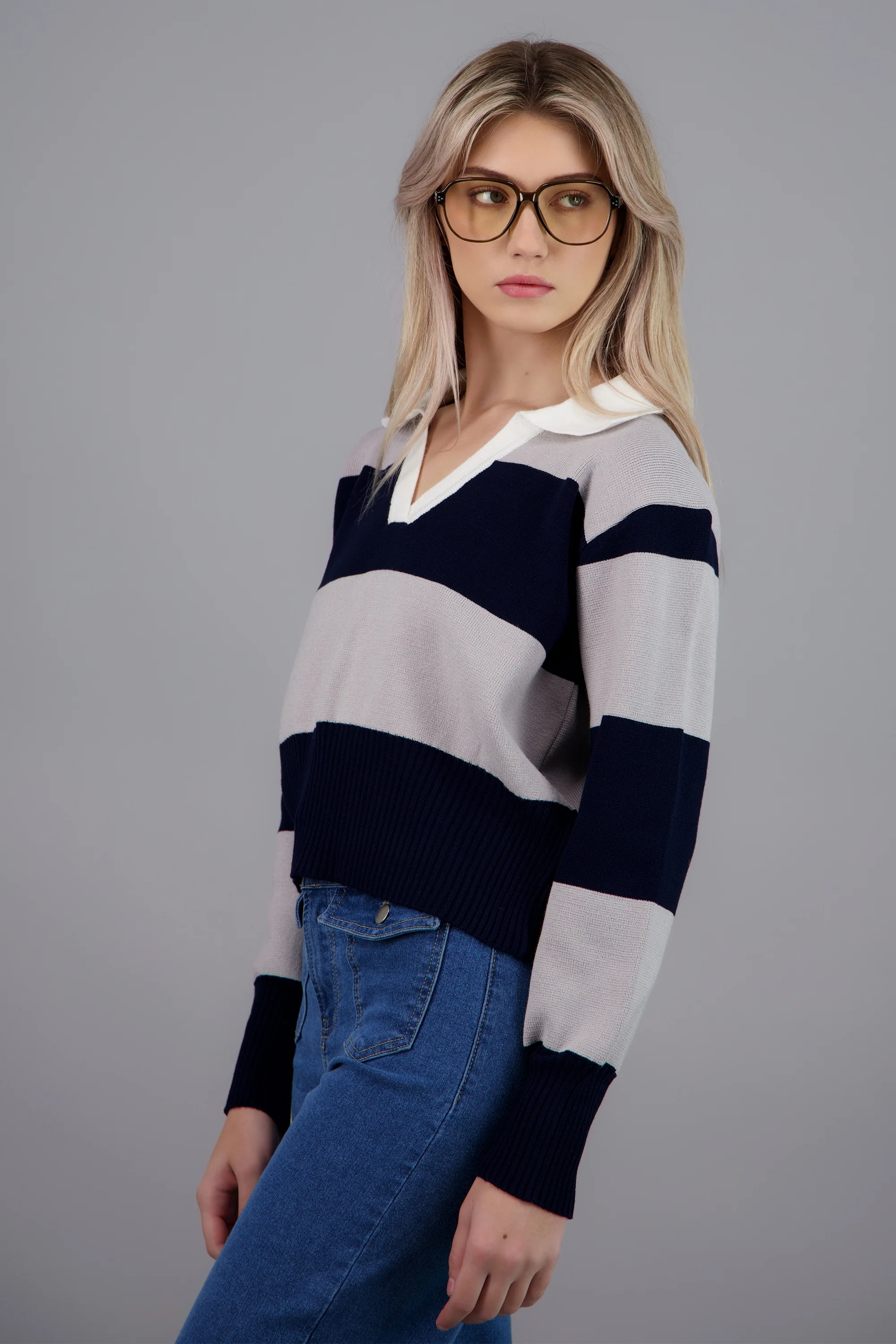 suéter rayas cuello polo - Image 2
