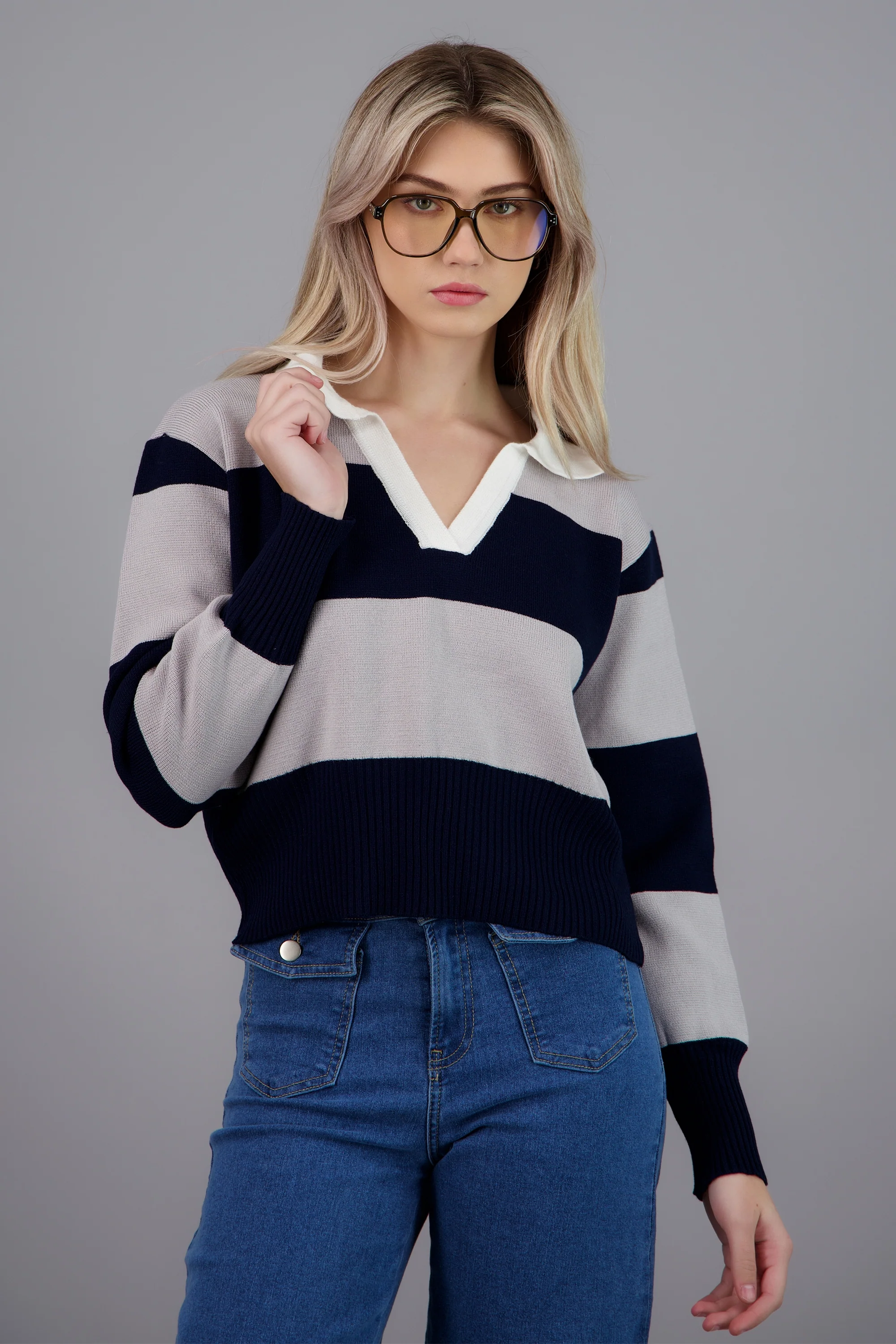 suéter rayas cuello polo - Image 3