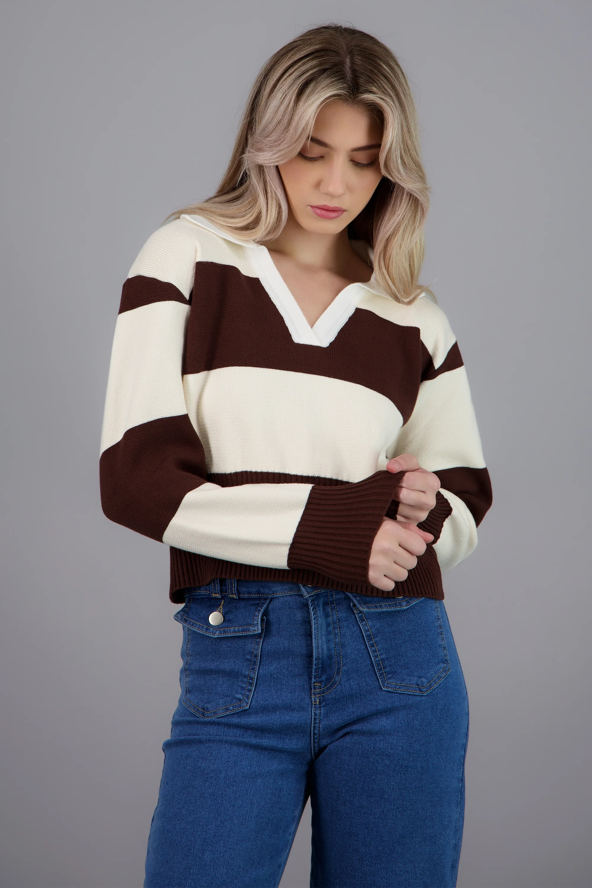 suéter rayas cuello polo - Image 2