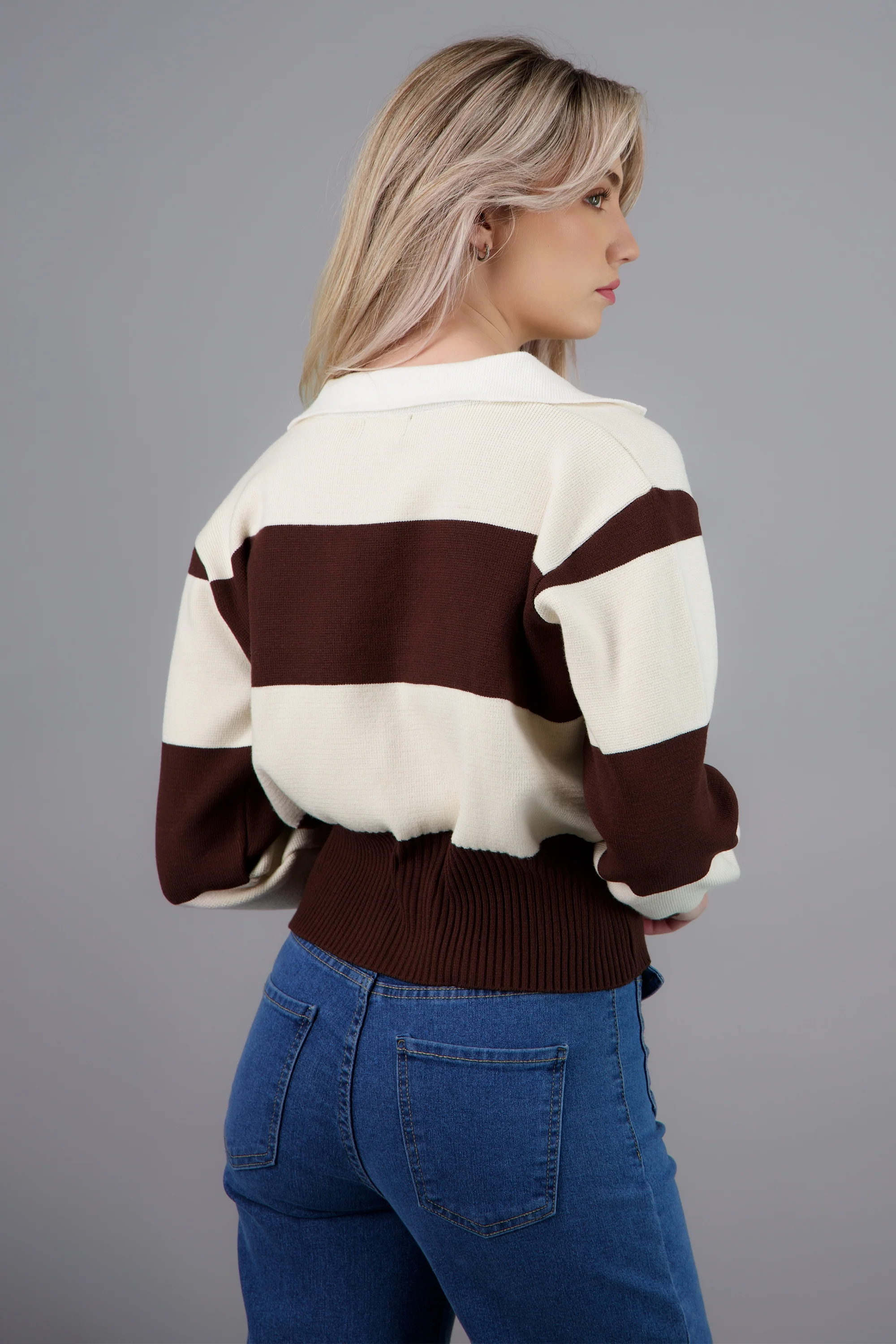 suéter rayas cuello polo - Image 3