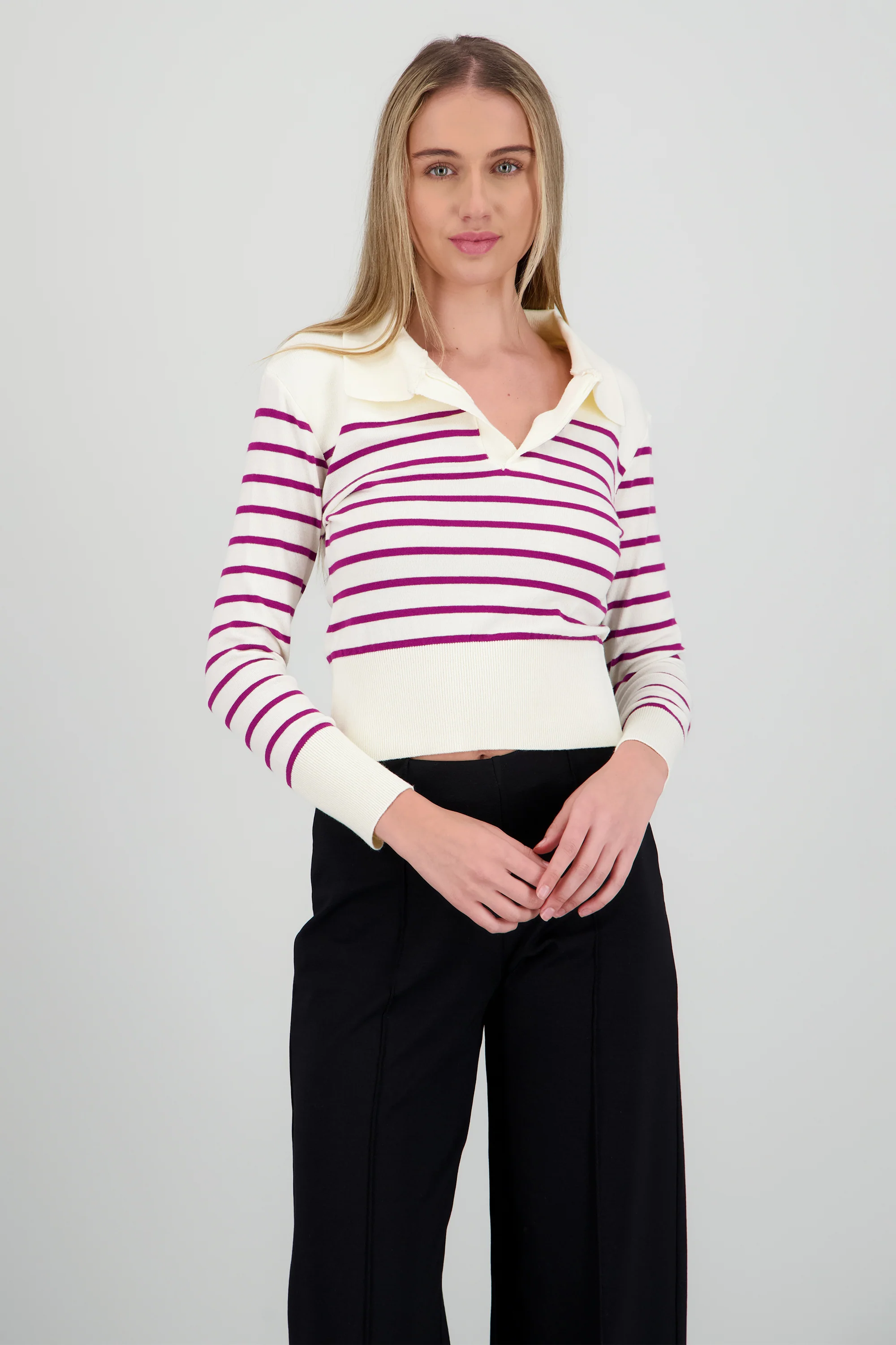 Sueter rayas cuello polo - Image 2