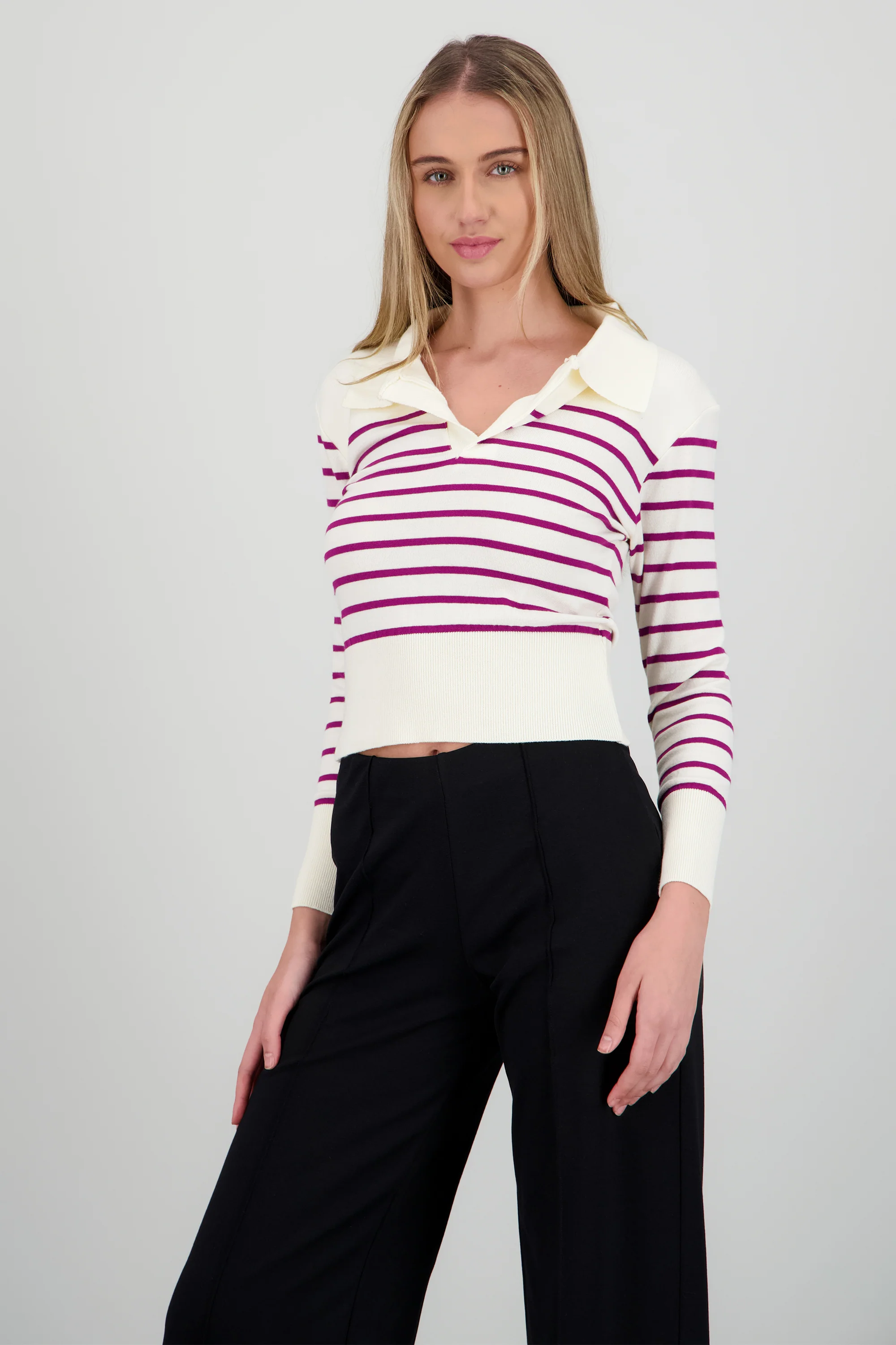 Sueter rayas cuello polo - Image 3