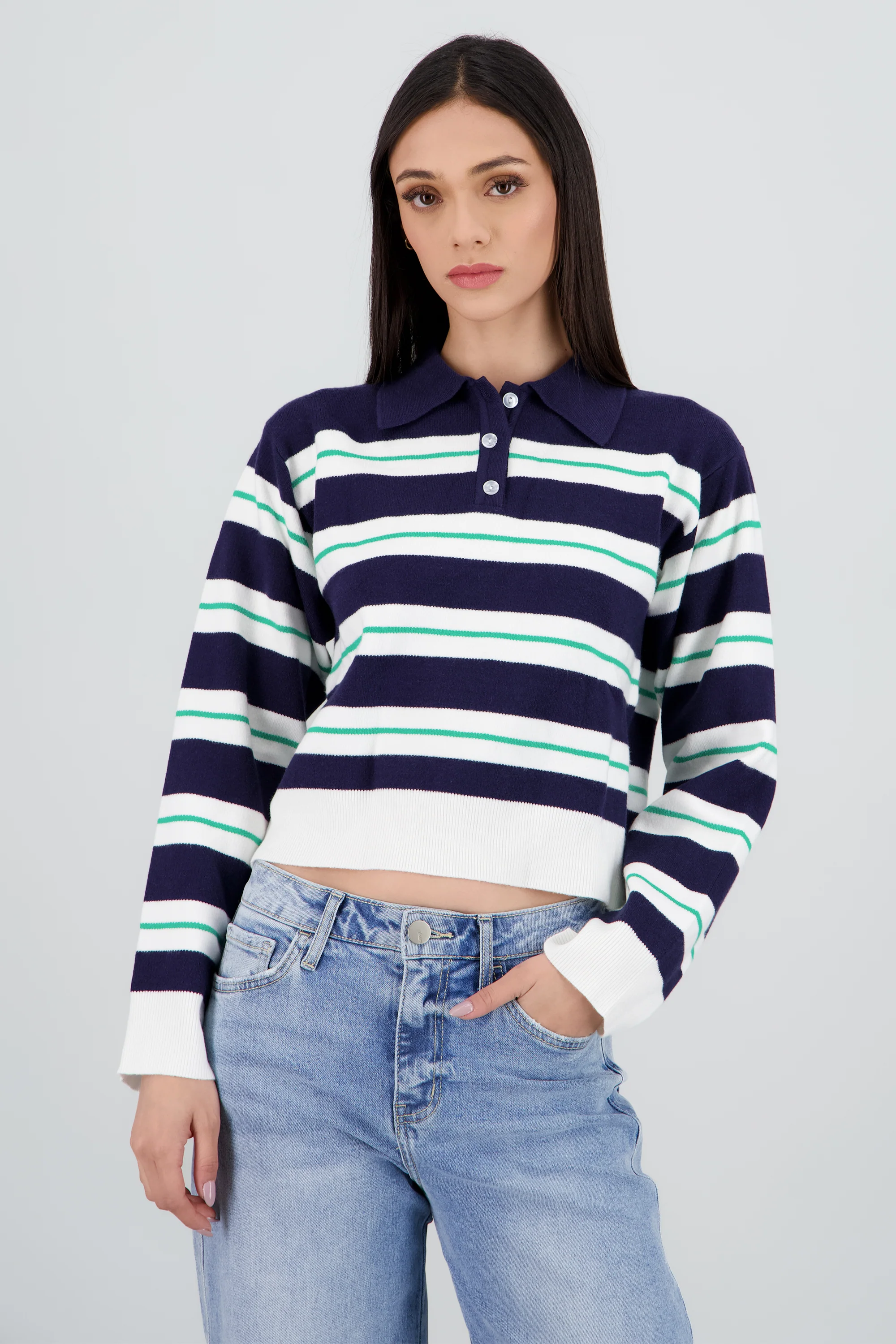 Sueter rayas cuello polo - Image 2