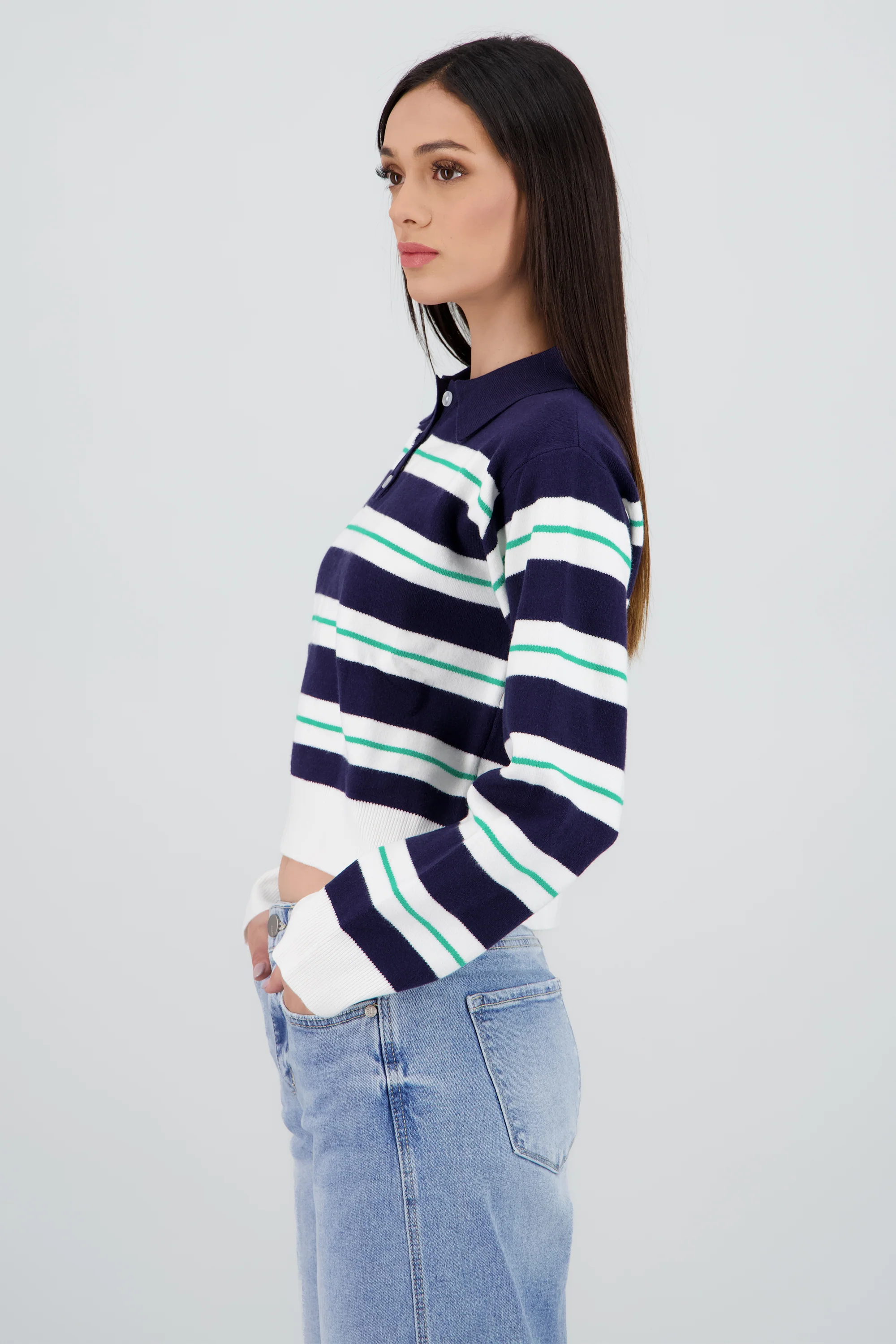 Sueter rayas cuello polo - Image 3