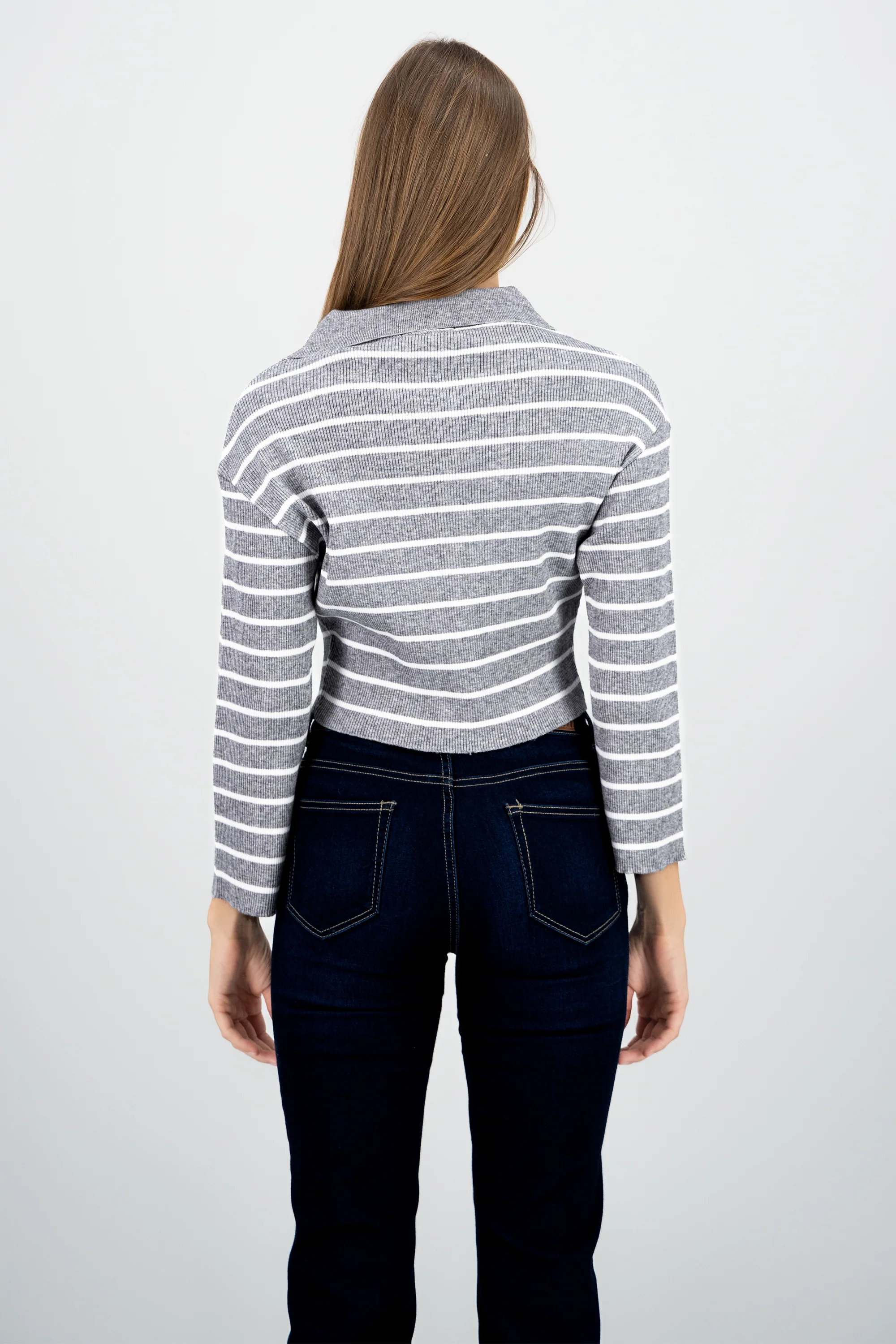 Sueter tejido cuello polo rayas - Image 4