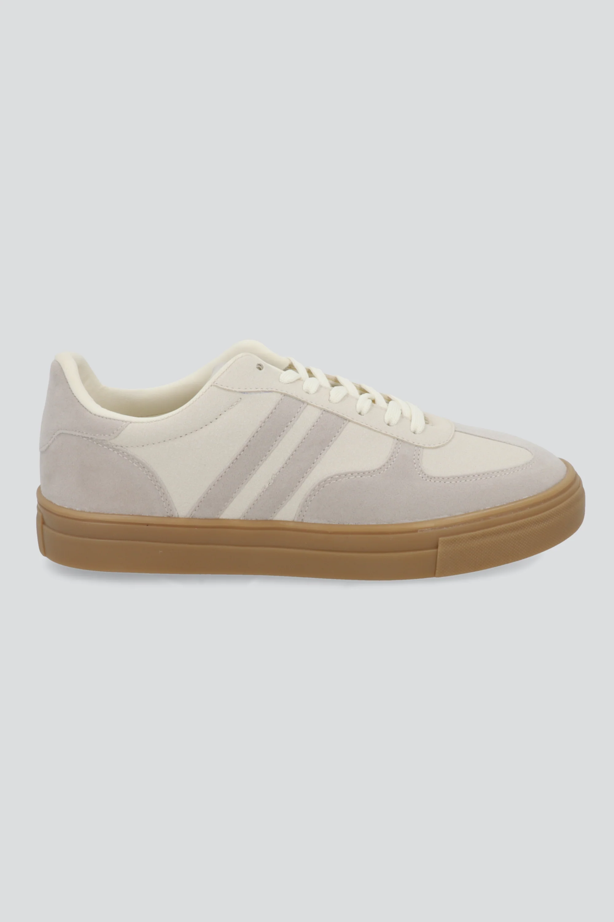 Tenis dos lineas suela alta gamucina