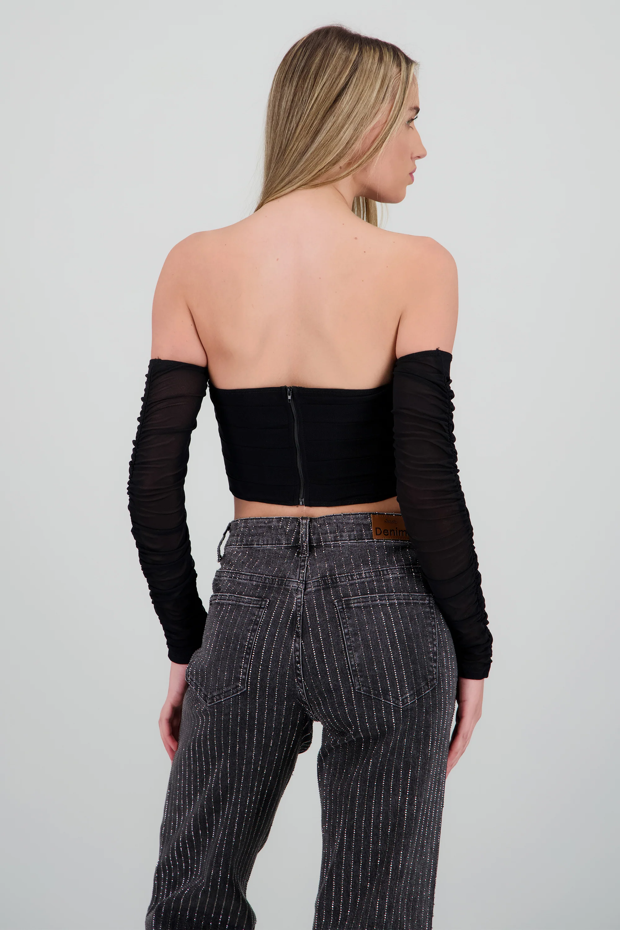 Top bandeau con mangas fruncido - Image 4